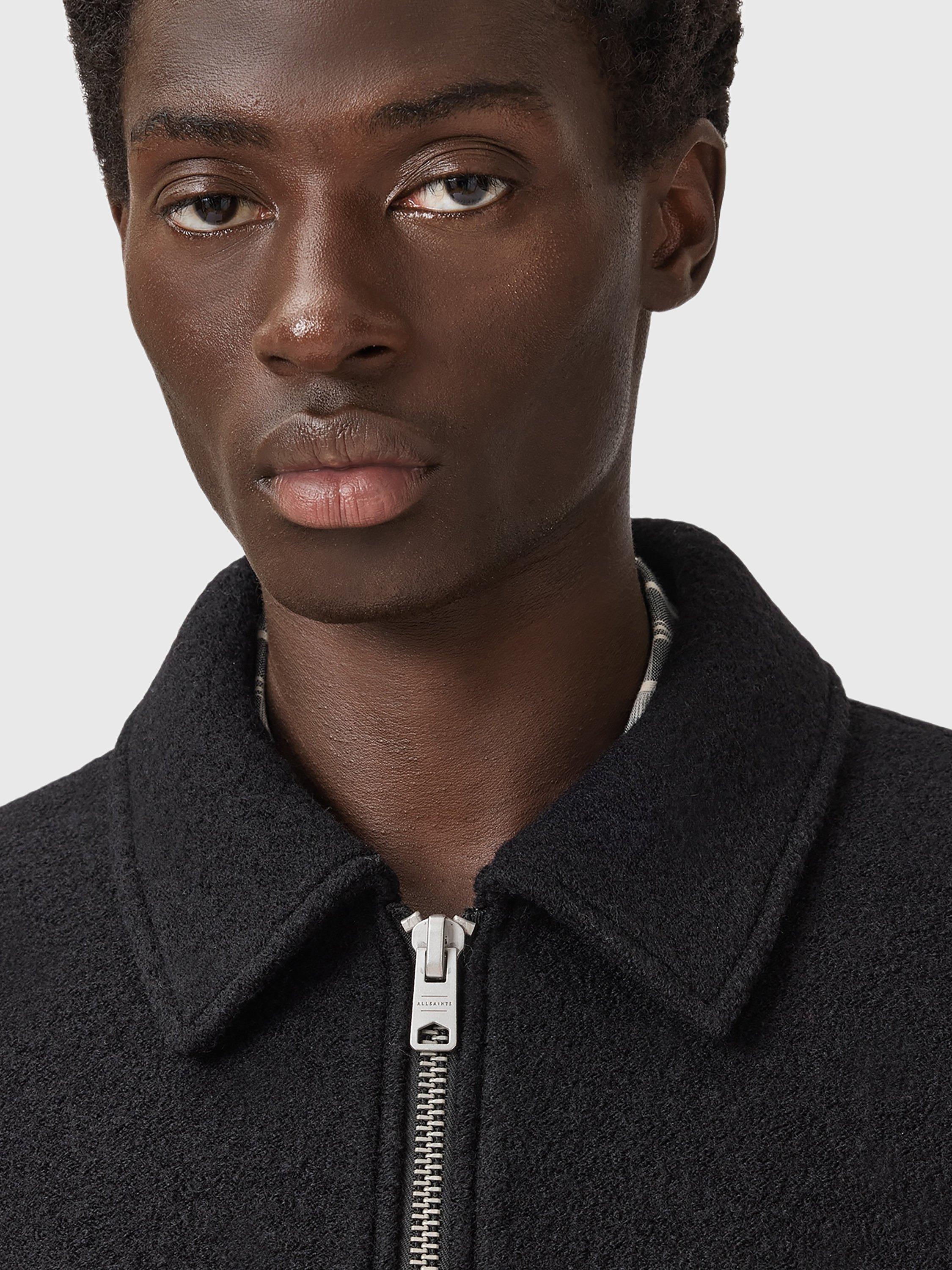 Product image 7 of 10, which shows AllSaints Celeste Zip Front Wool Jacket, Black, S