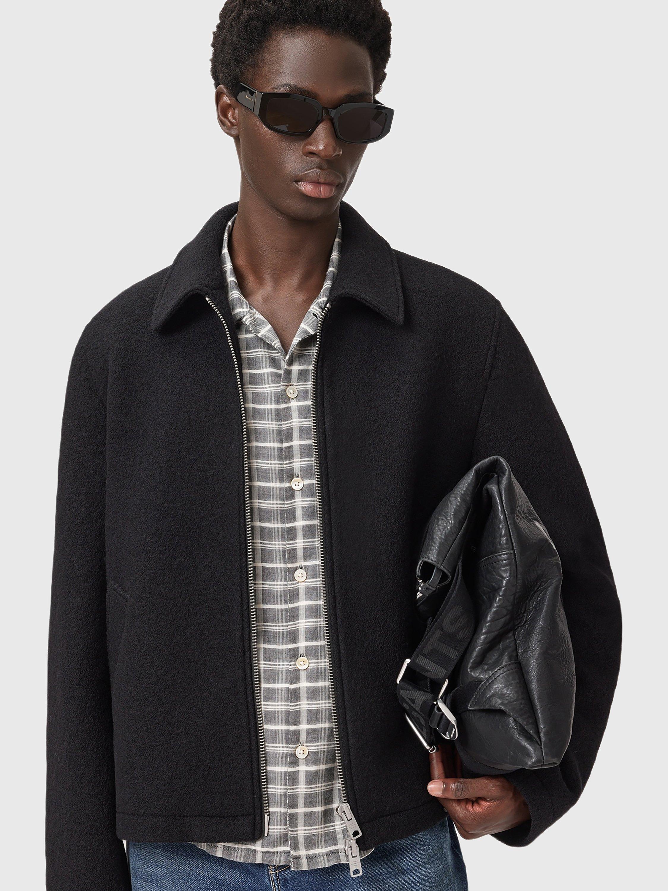 Product image 8 of 10, which shows AllSaints Celeste Zip Front Wool Jacket, Black, S