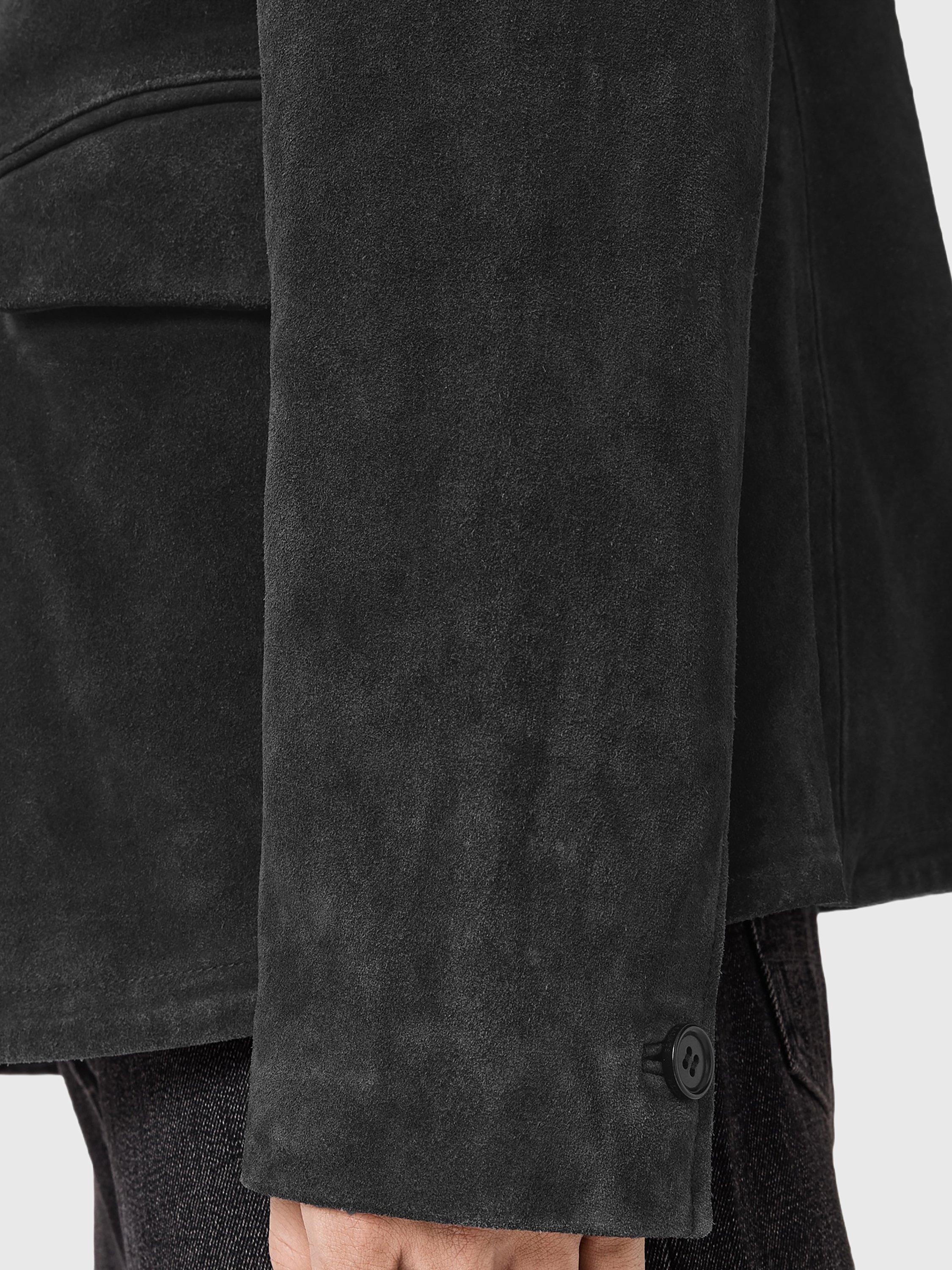 Product image 5 of 7, which shows AllSaints Hornett Leather Blazer, Twilight Black, XXL