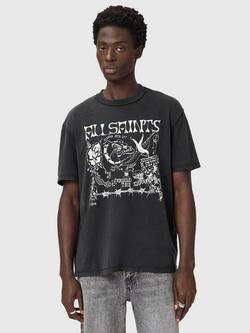 AllSaints Chingford Graphic Print Cotton T-Shirt, Washed Black