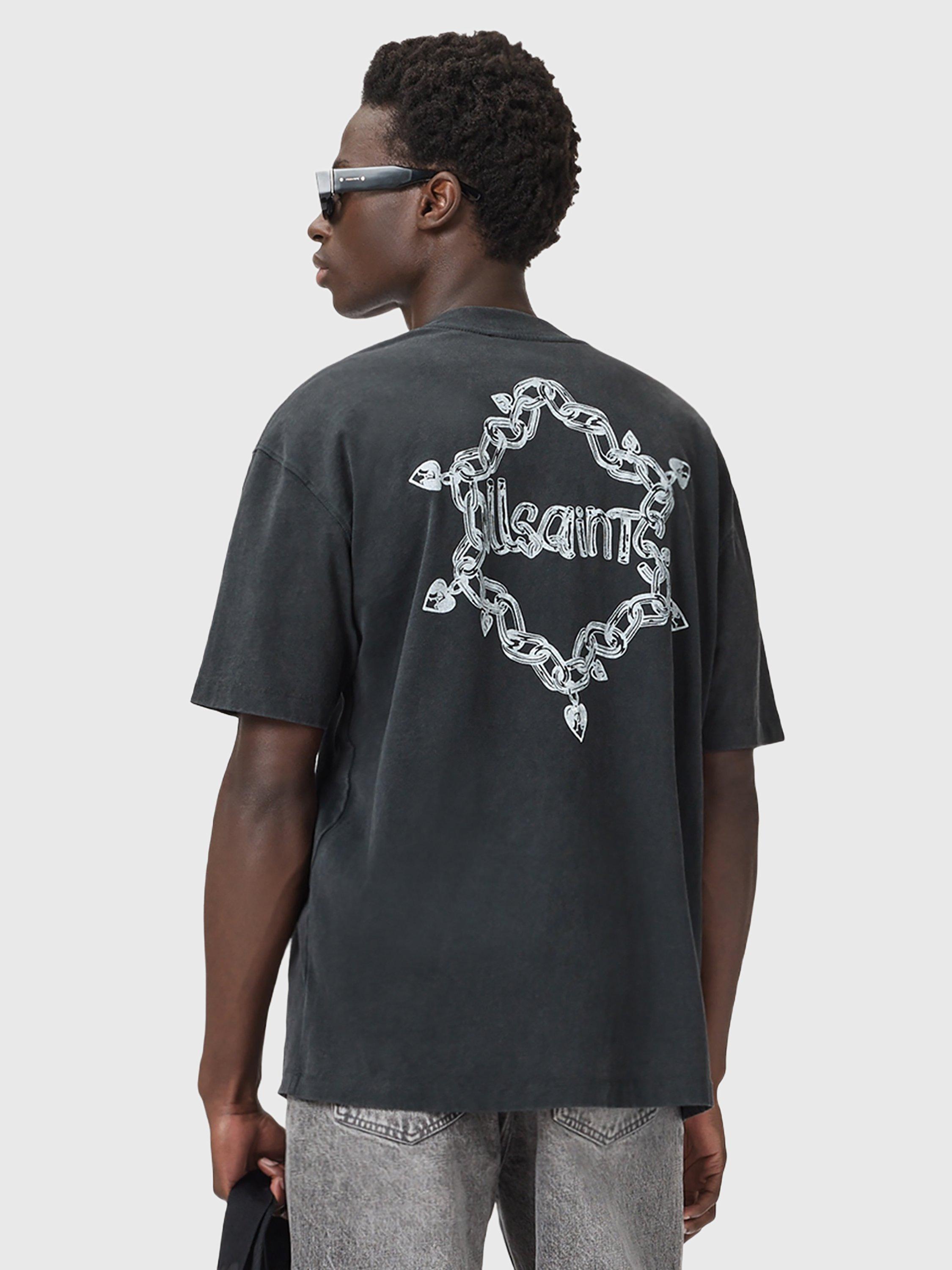 Product image 2 of 8, which shows AllSaints Drip Cotton T-Shirt, Washed Black, XS