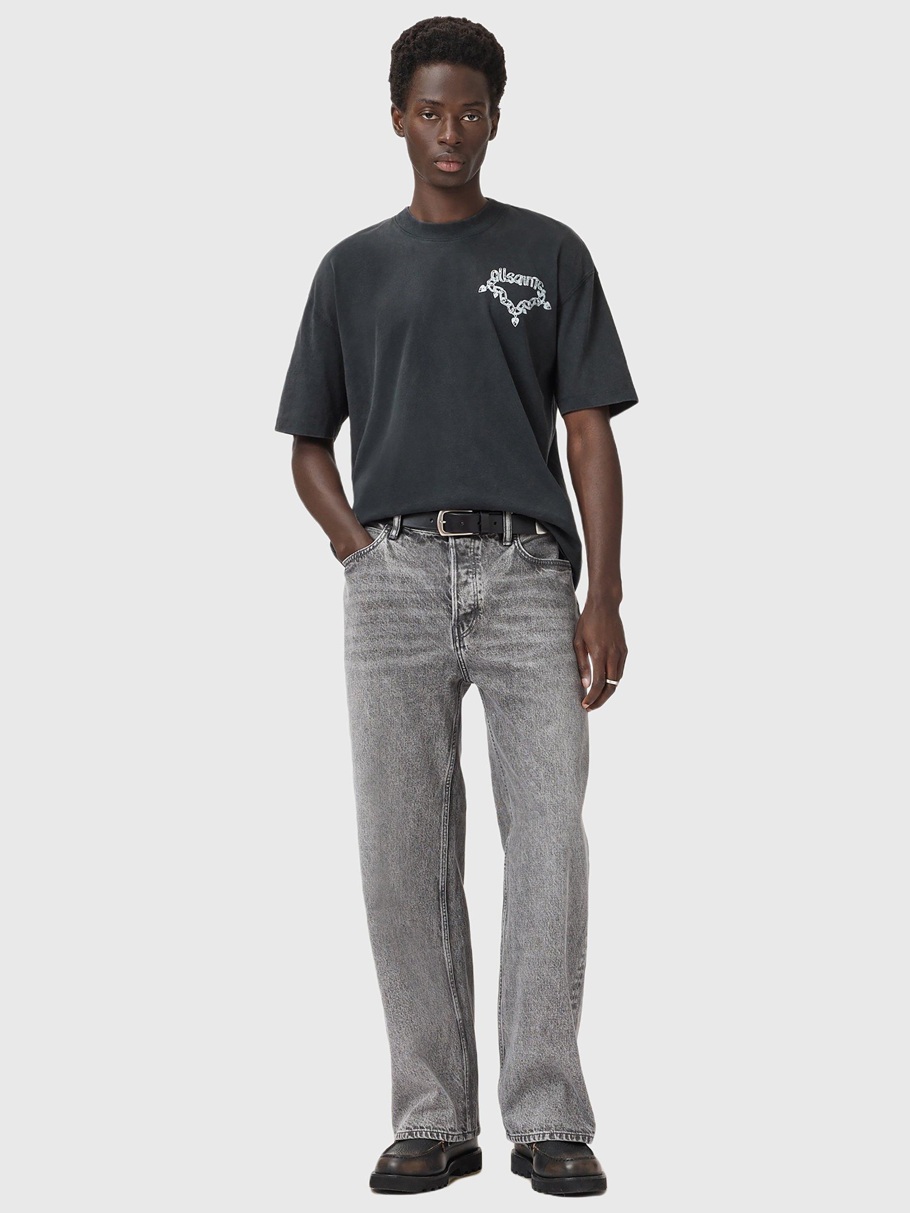 Product image 3 of 8, which shows AllSaints Drip Cotton T-Shirt, Washed Black, XS
