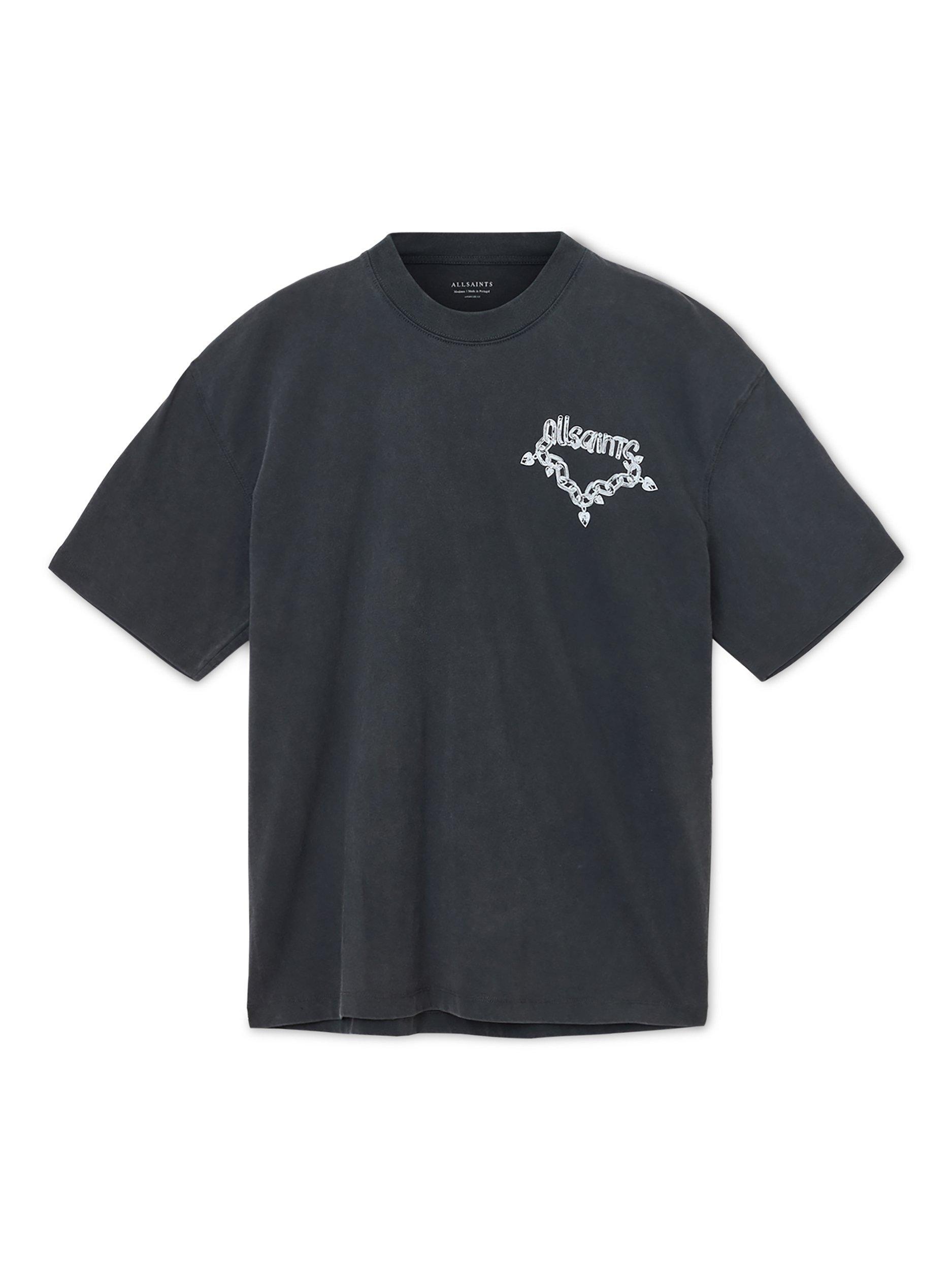 Product image 4 of 8, which shows AllSaints Drip Cotton T-Shirt, Washed Black, XS