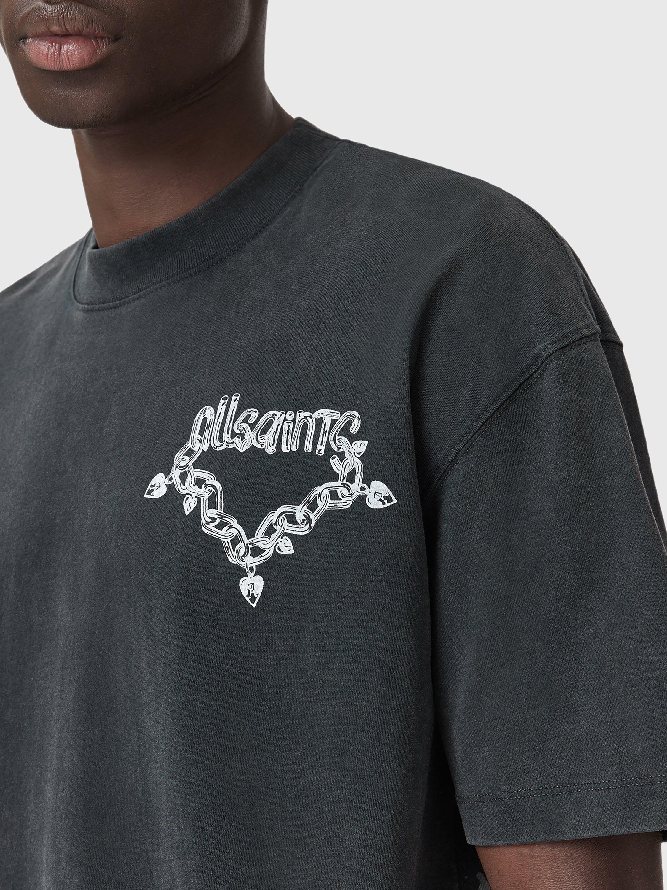 Product image 5 of 8, which shows AllSaints Drip Cotton T-Shirt, Washed Black, XS
