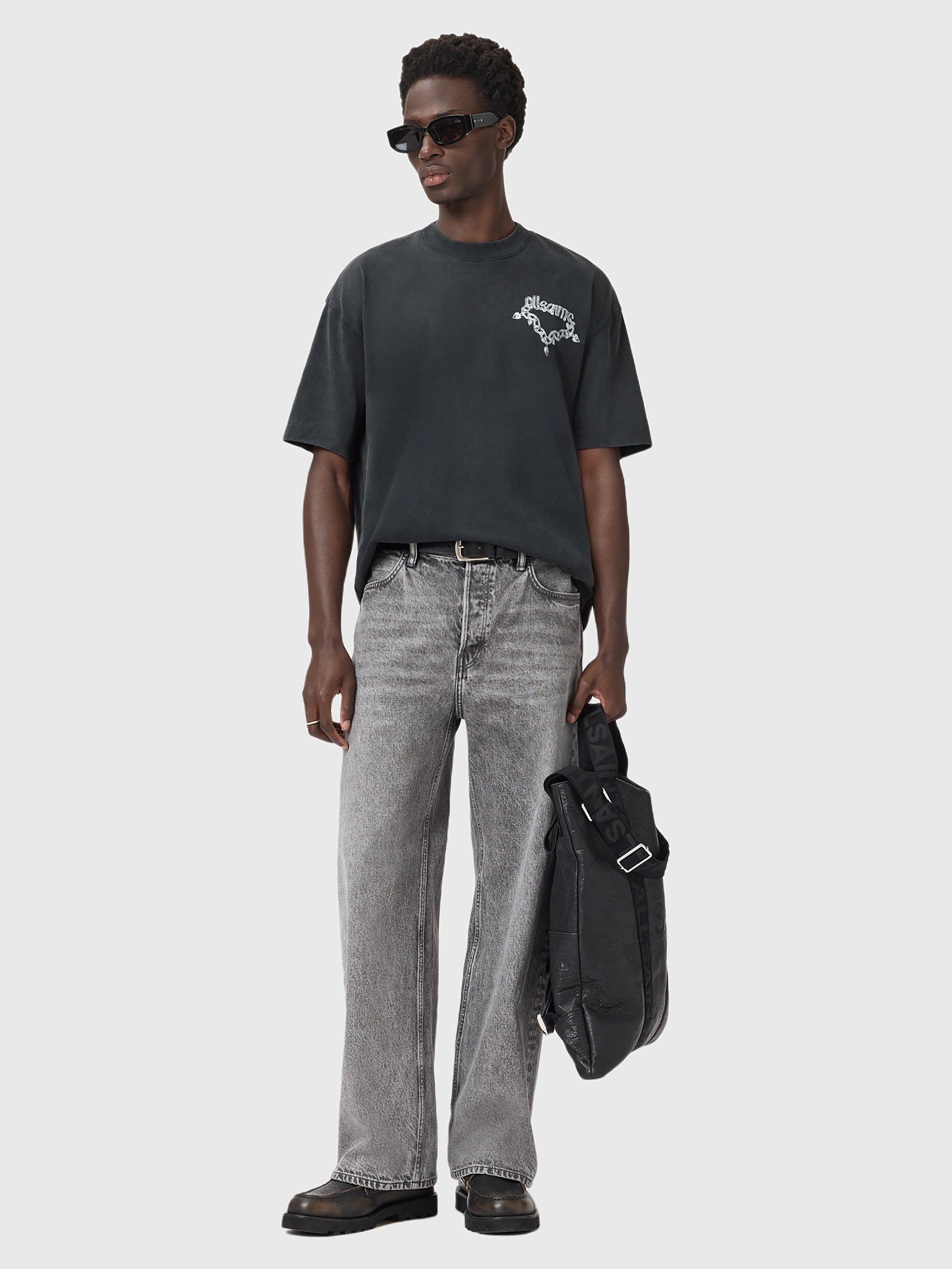 Product image 6 of 8, which shows AllSaints Drip Cotton T-Shirt, Washed Black, XS