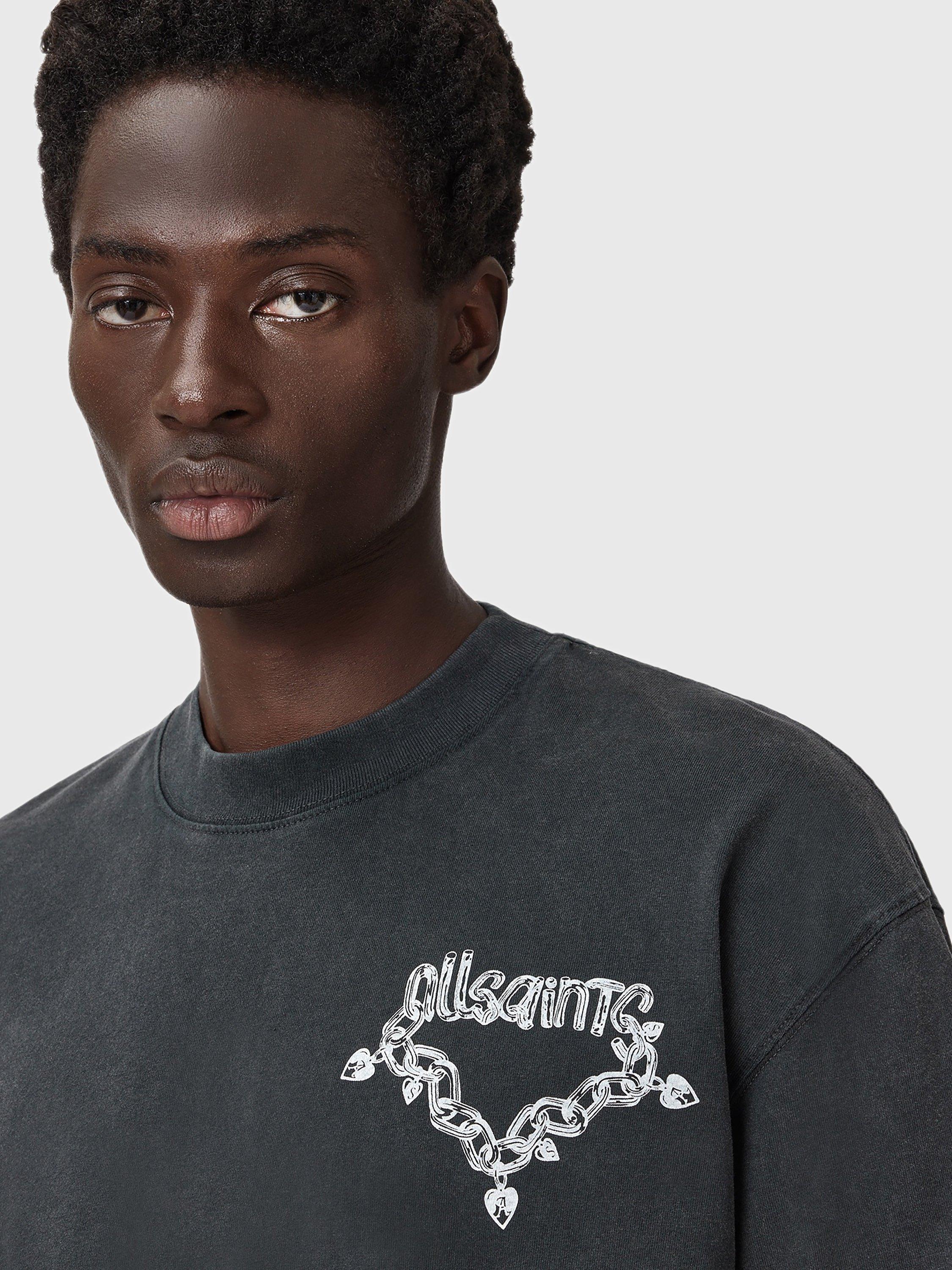 Product image 7 of 8, which shows AllSaints Drip Cotton T-Shirt, Washed Black, XS