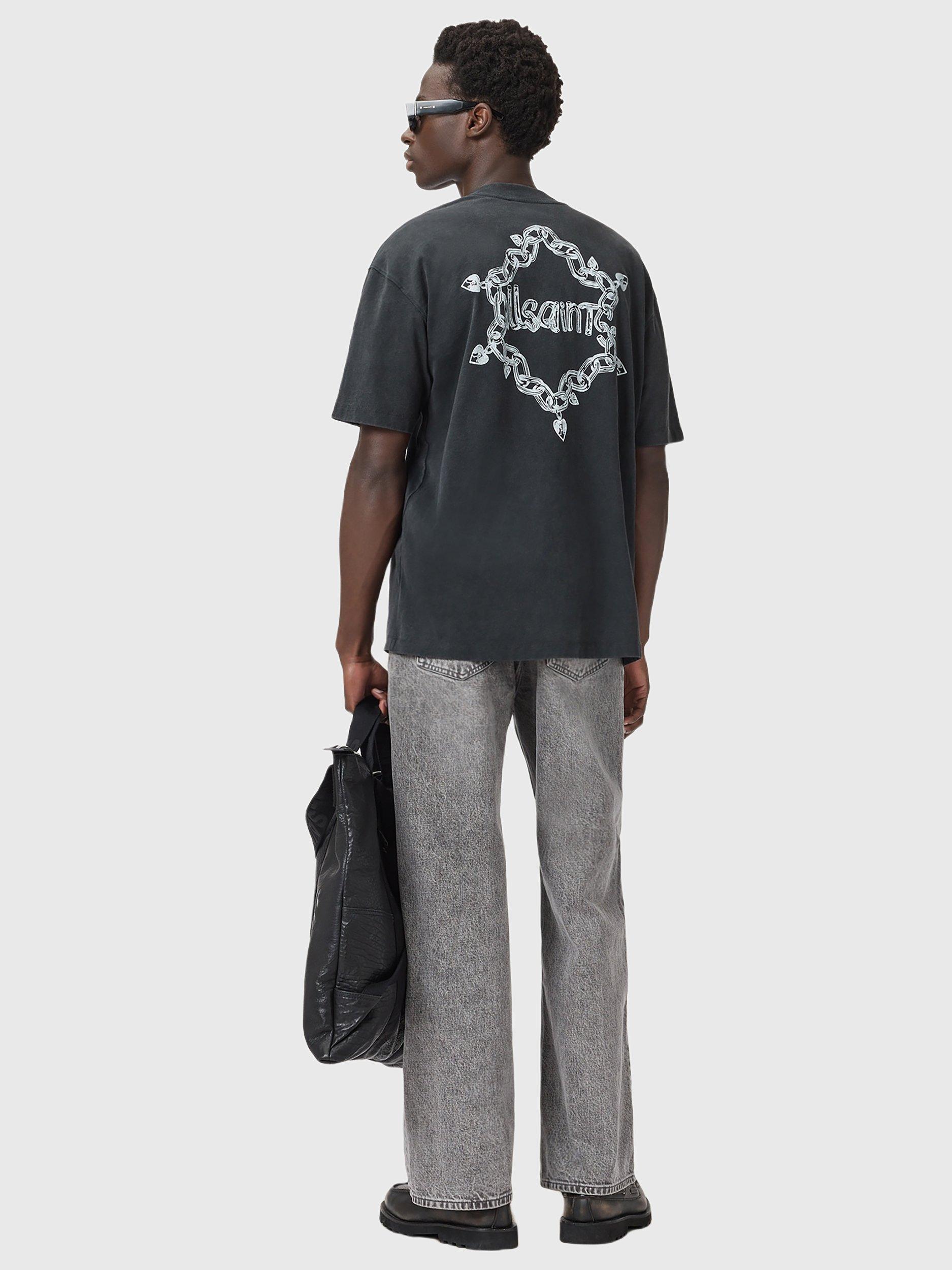 Product image 8 of 8, which shows AllSaints Drip Cotton T-Shirt, Washed Black, XS