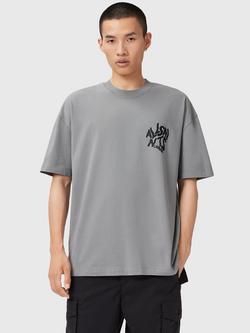 AllSaints Orlando Logo Print Cotton T-Shirt, March Grey