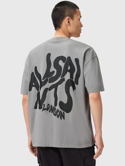 AllSaints Orlando Logo Print Cotton T-Shirt - view 2, March Grey