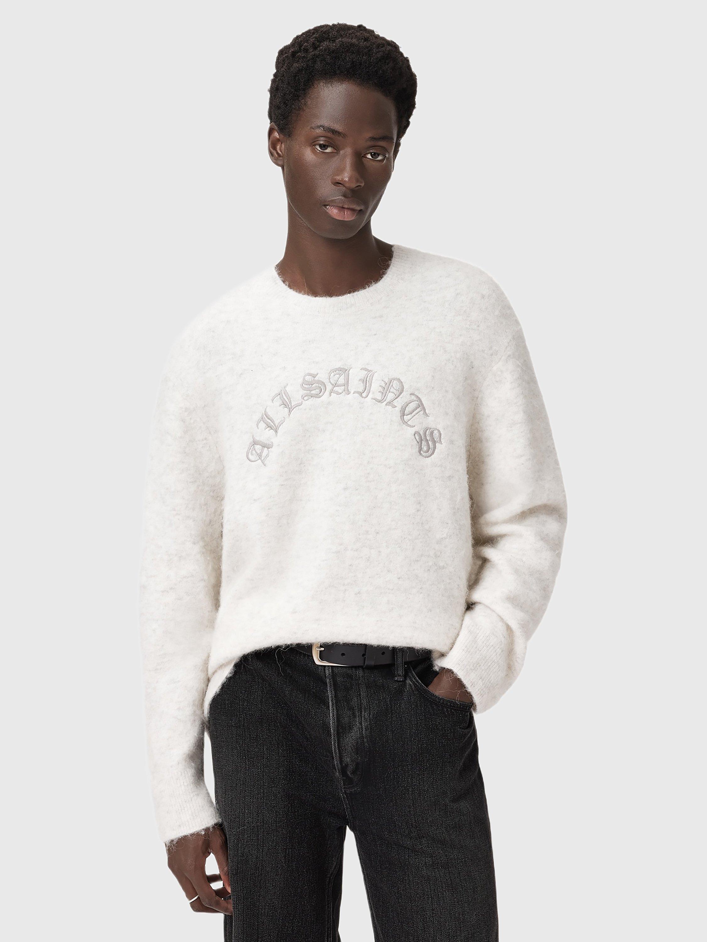 Product image 1 of 9, which shows AllSaints Curv Alpaca Wool Blend Jumper, Ecru, M