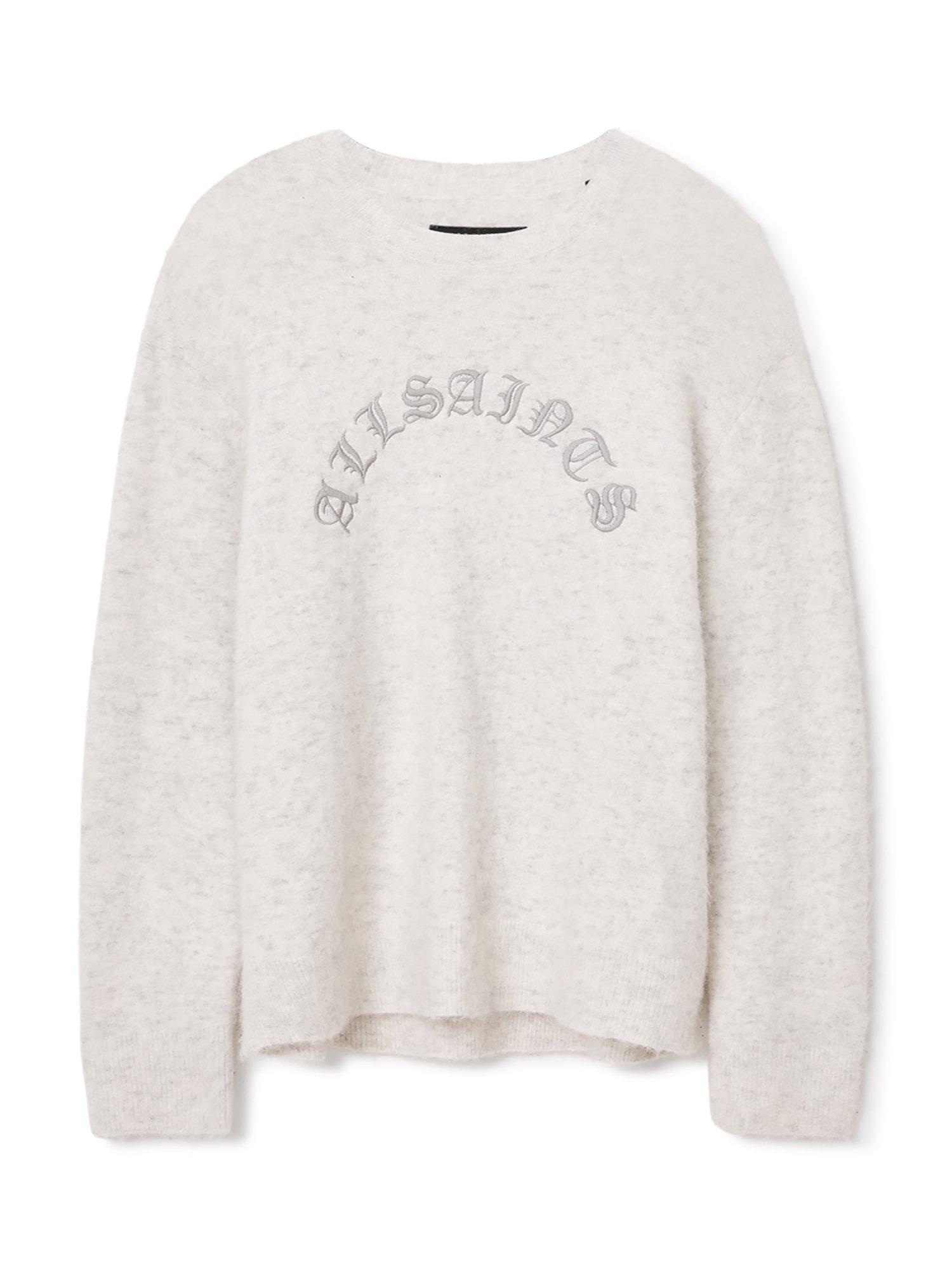 Product image 4 of 9, which shows AllSaints Curv Alpaca Wool Blend Jumper, Ecru, M