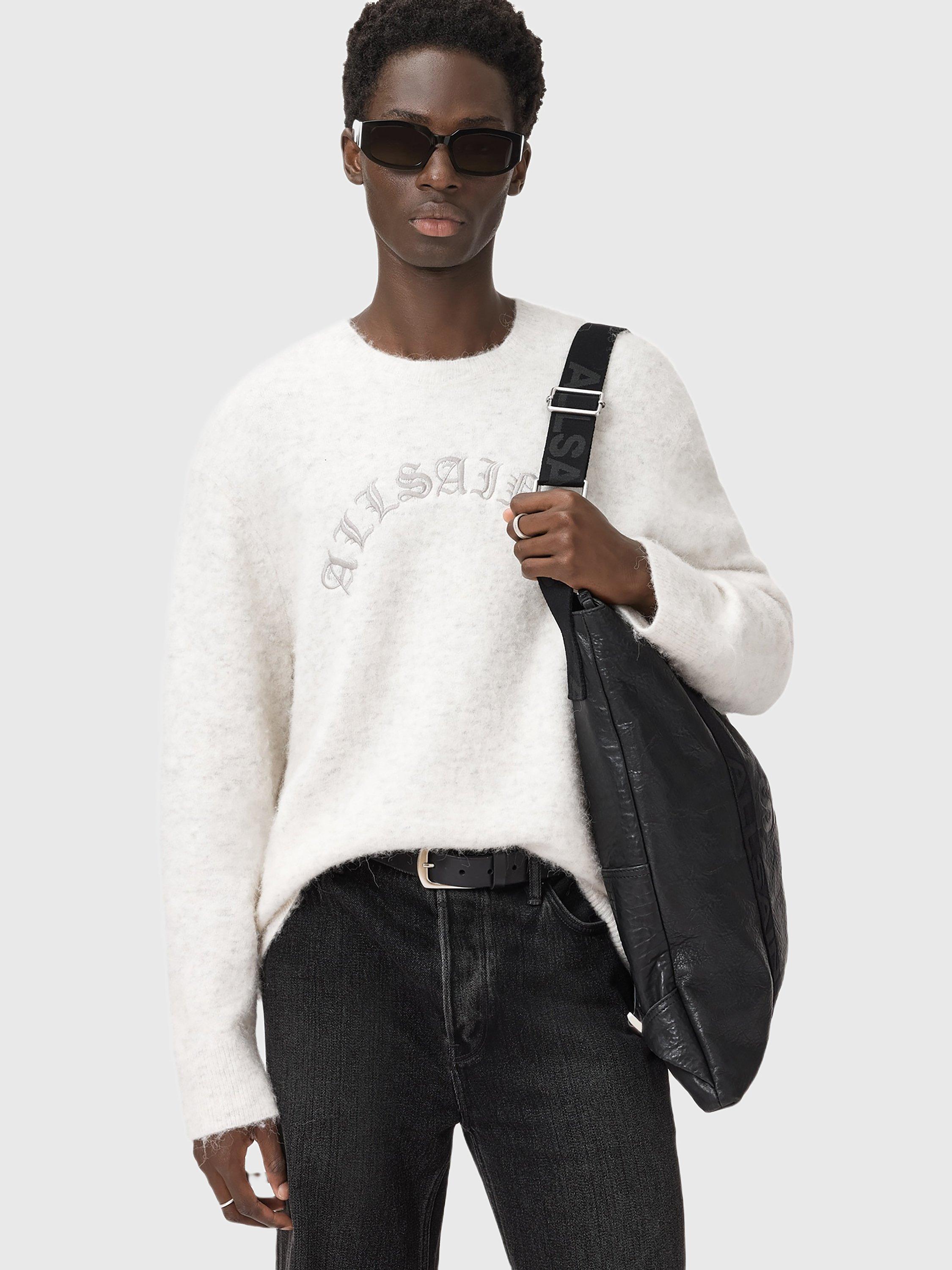 Product image 8 of 9, which shows AllSaints Curv Alpaca Wool Blend Jumper, Ecru, M