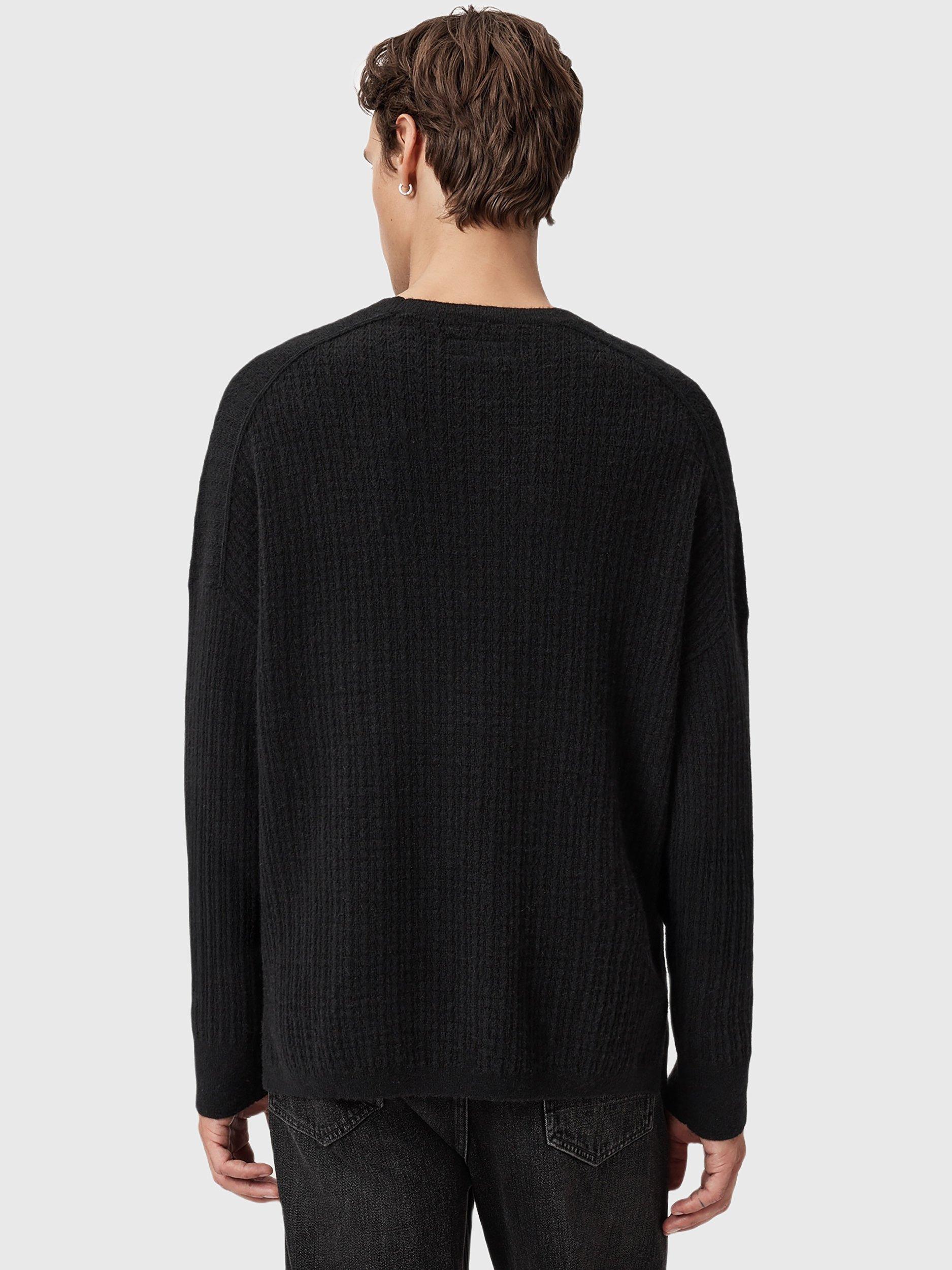 Product image 2 of 8, which shows AllSaints Jakob Crew Neck Jumper, Black, M