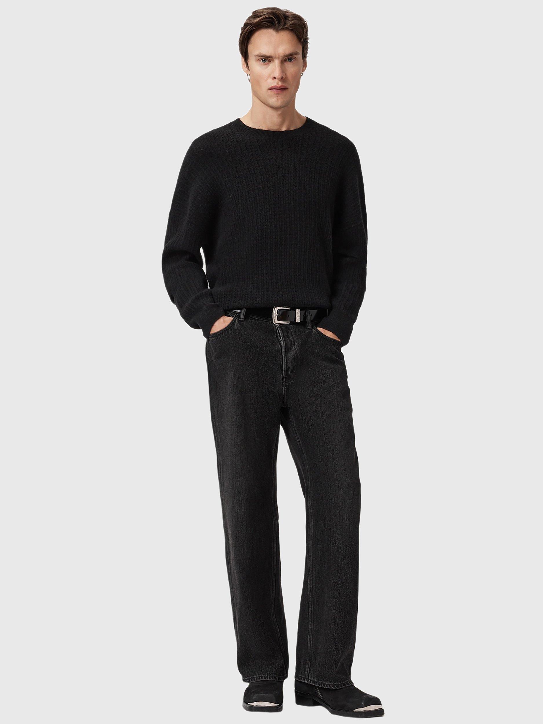 Product image 3 of 8, which shows AllSaints Jakob Crew Neck Jumper, Black, M