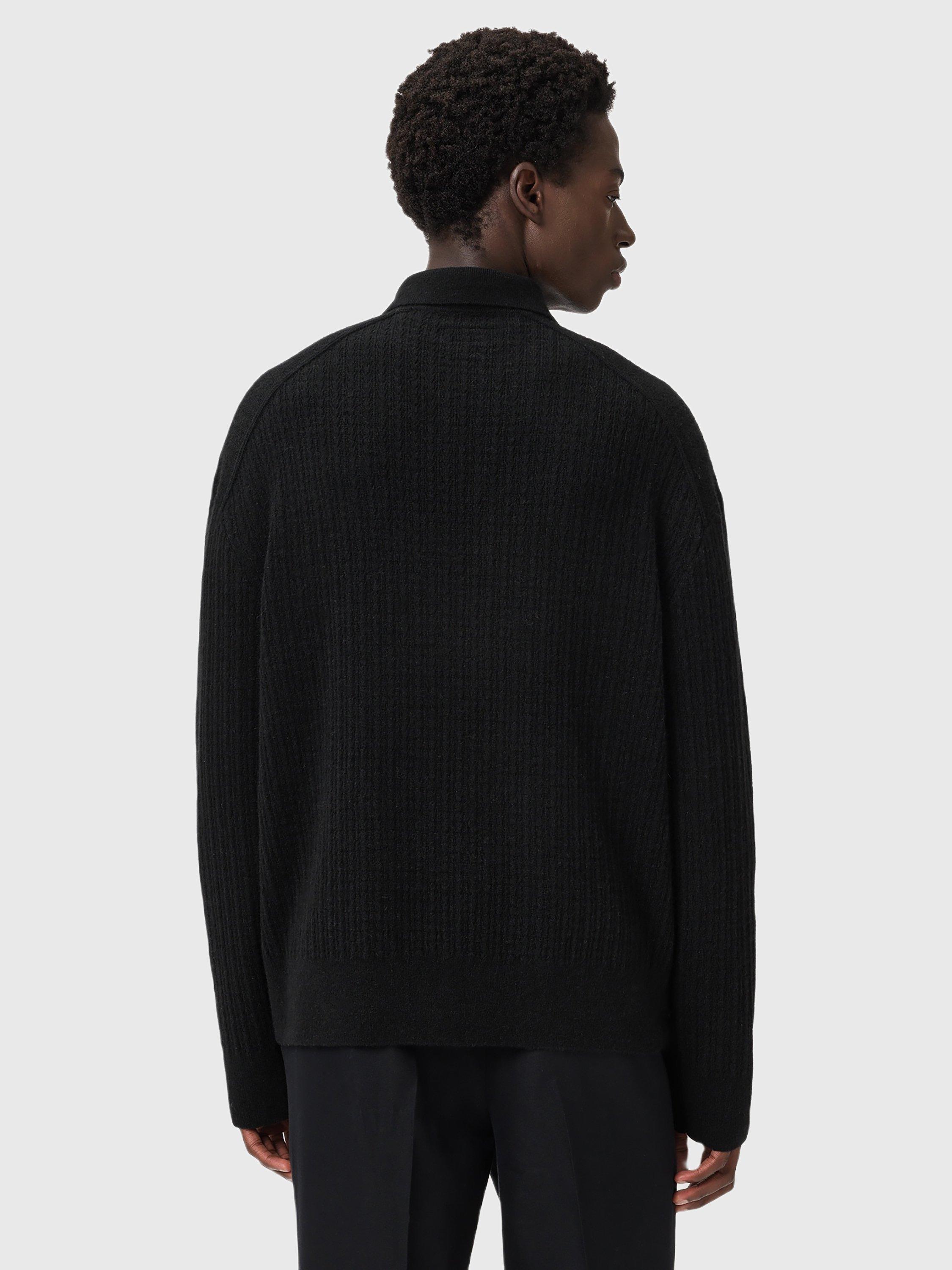 Product image 2 of 7, which shows AllSaints Jakob Half Zip Jumper, Black, XL