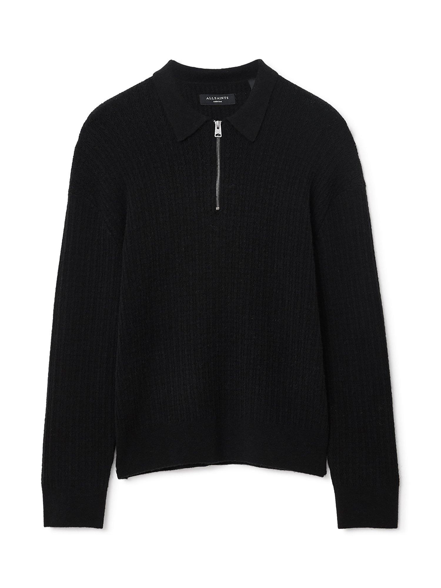 Product image 4 of 7, which shows AllSaints Jakob Half Zip Jumper, Black, XL