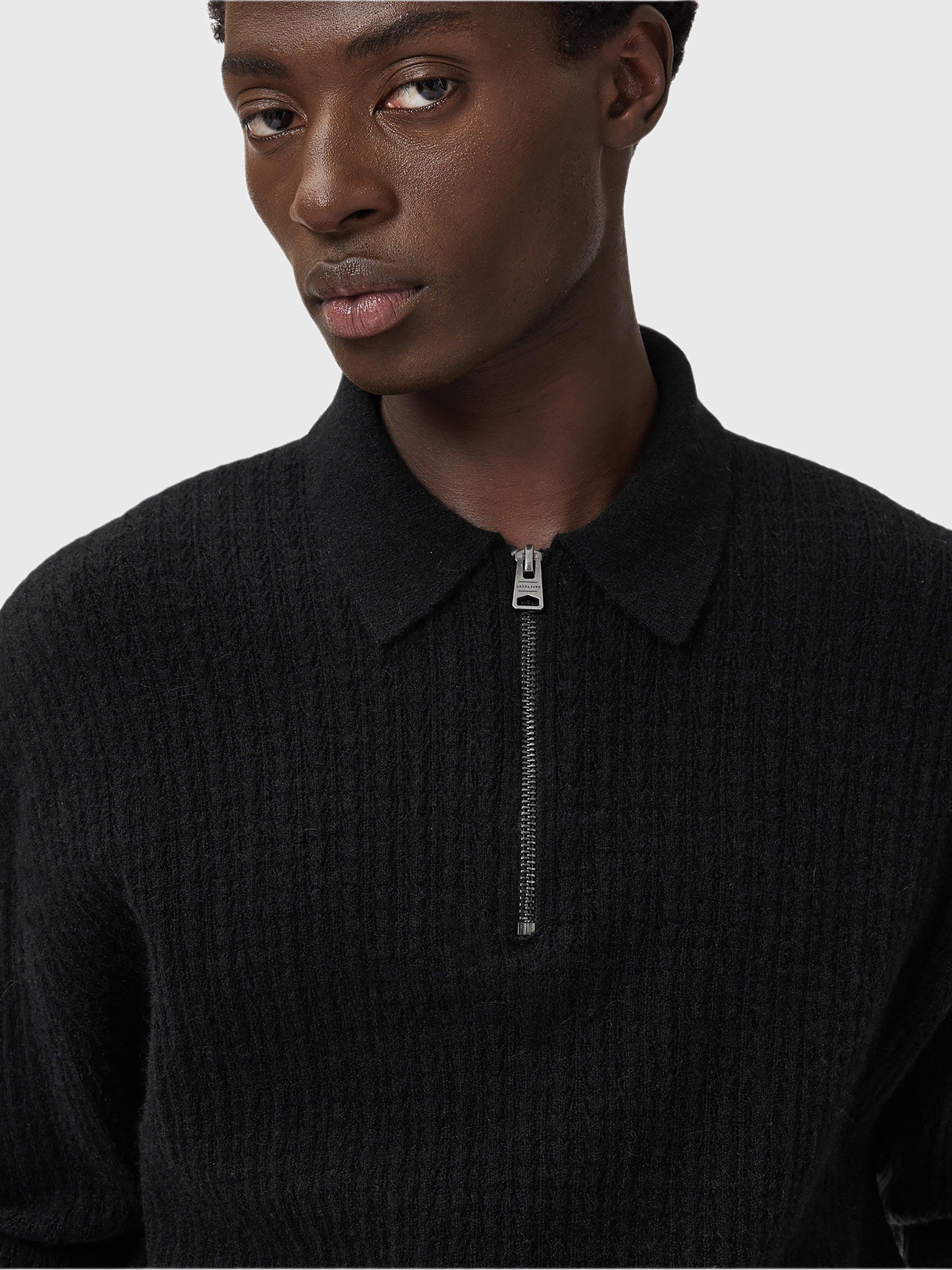 Product image 5 of 7, which shows AllSaints Jakob Half Zip Jumper, Black, XL