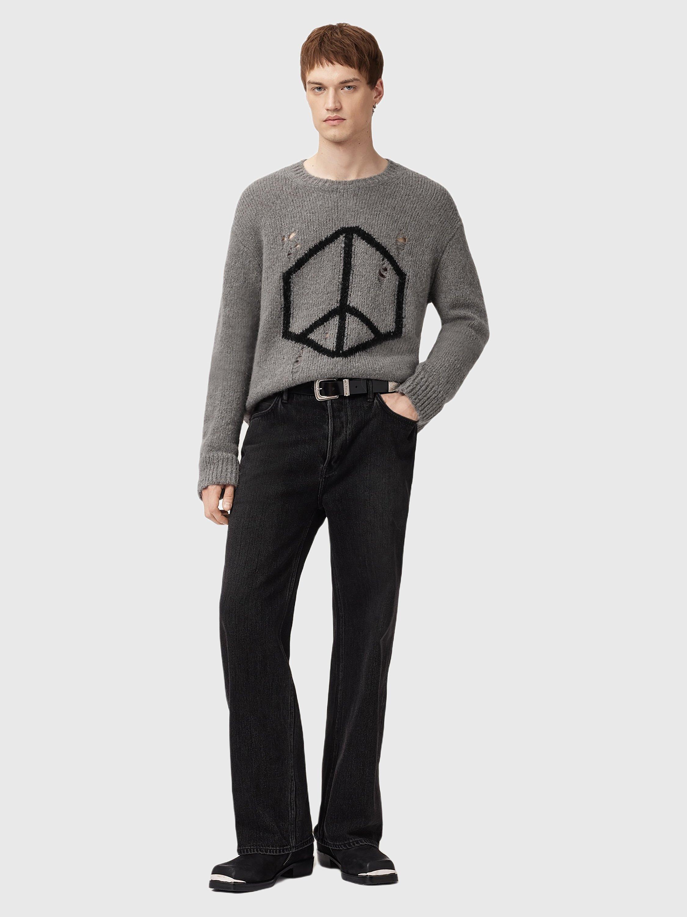 Product image 3 of 8, which shows AllSaints Message Wool Alpaca Blend Jumper, Gunmetal Grey, M