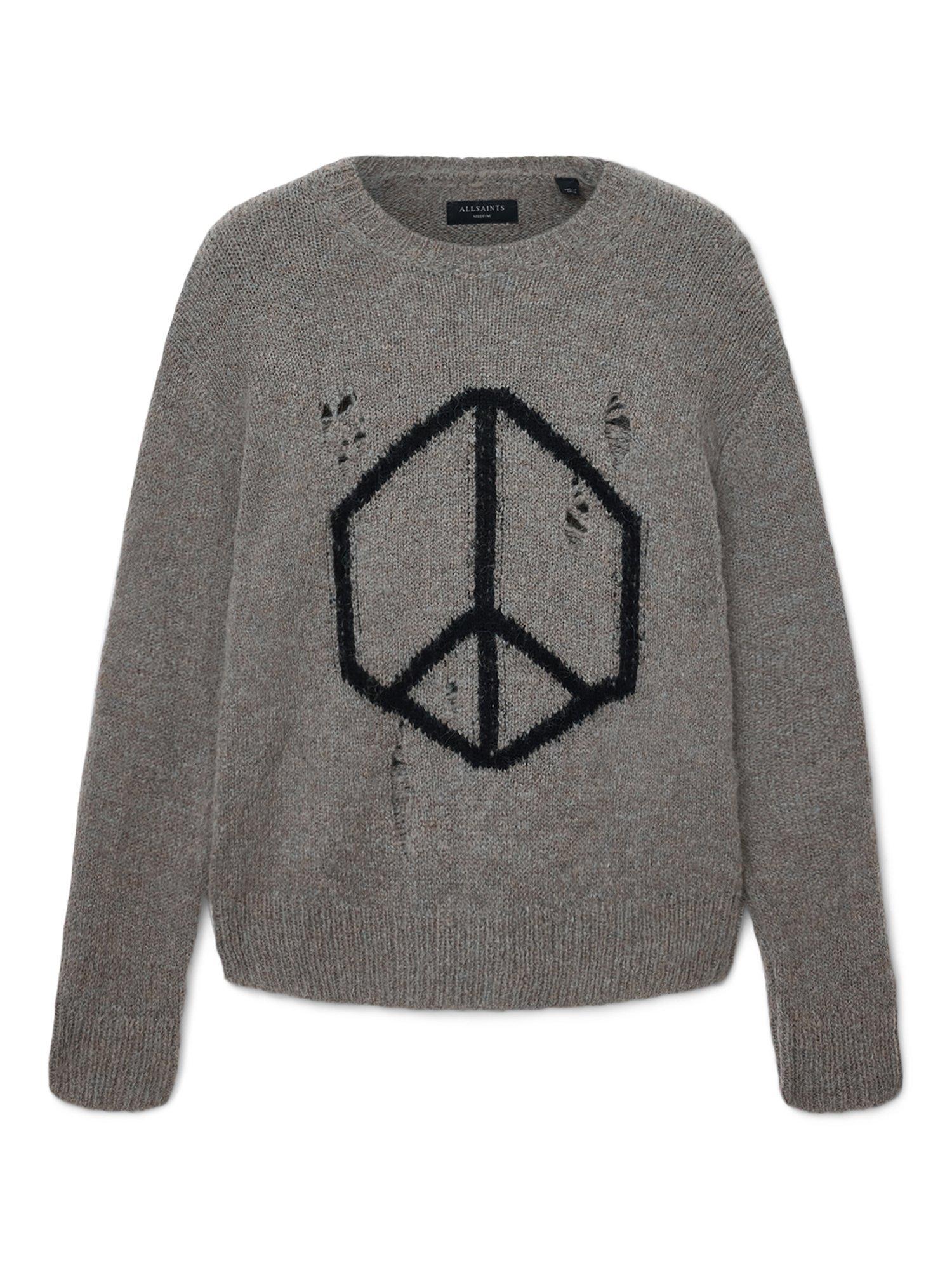 Product image 4 of 8, which shows AllSaints Message Wool Alpaca Blend Jumper, Gunmetal Grey, M