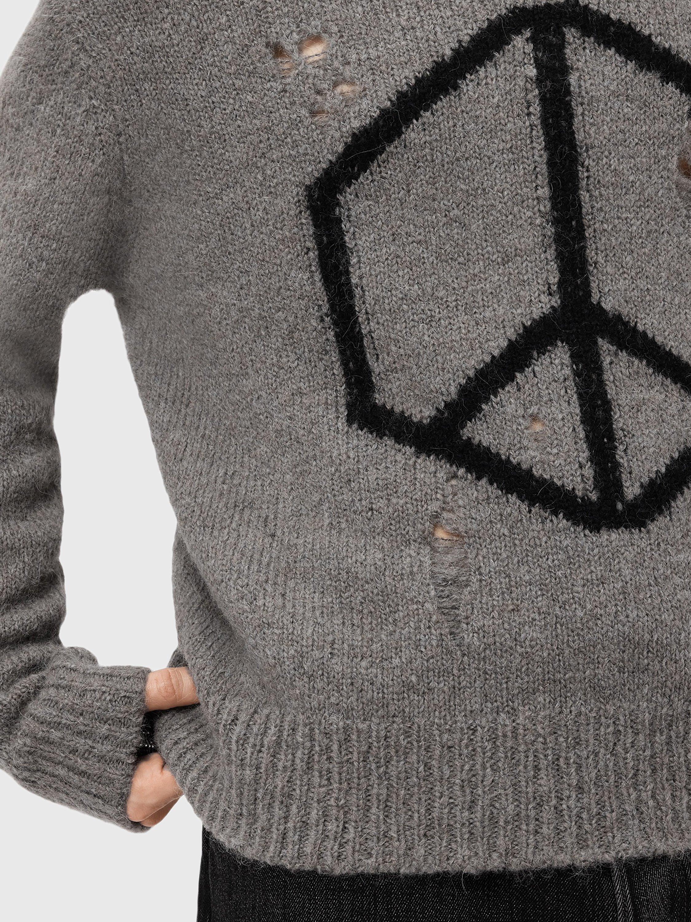 Product image 5 of 8, which shows AllSaints Message Wool Alpaca Blend Jumper, Gunmetal Grey, M