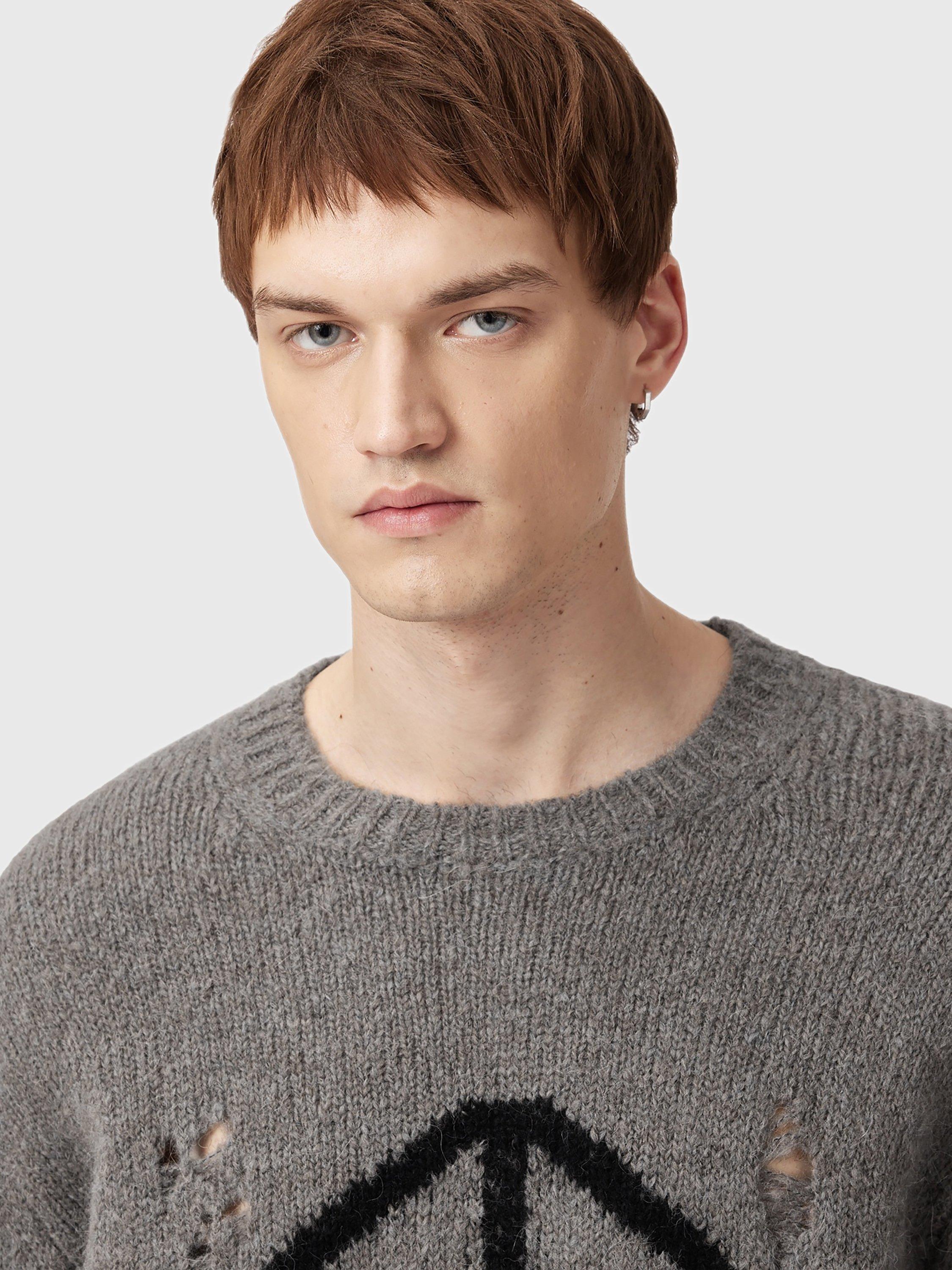 Product image 6 of 8, which shows AllSaints Message Wool Alpaca Blend Jumper, Gunmetal Grey, M