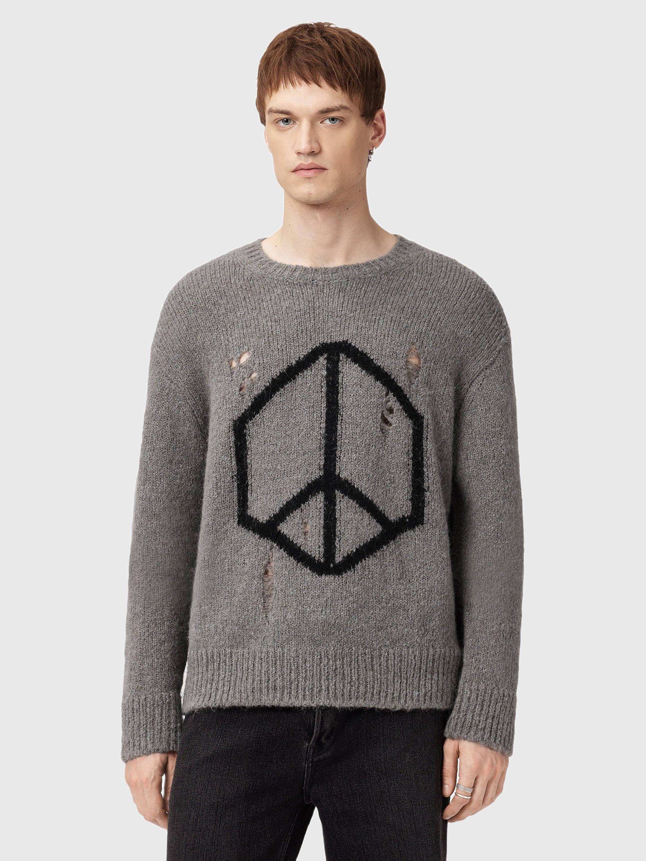 Product image 7 of 8, which shows AllSaints Message Wool Alpaca Blend Jumper, Gunmetal Grey, M