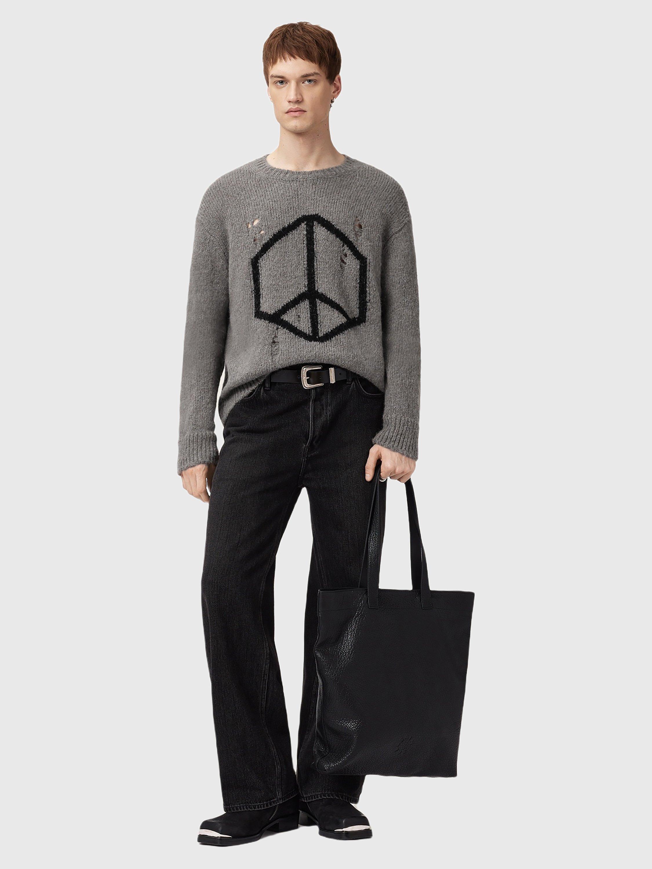 Product image 8 of 8, which shows AllSaints Message Wool Alpaca Blend Jumper, Gunmetal Grey, M
