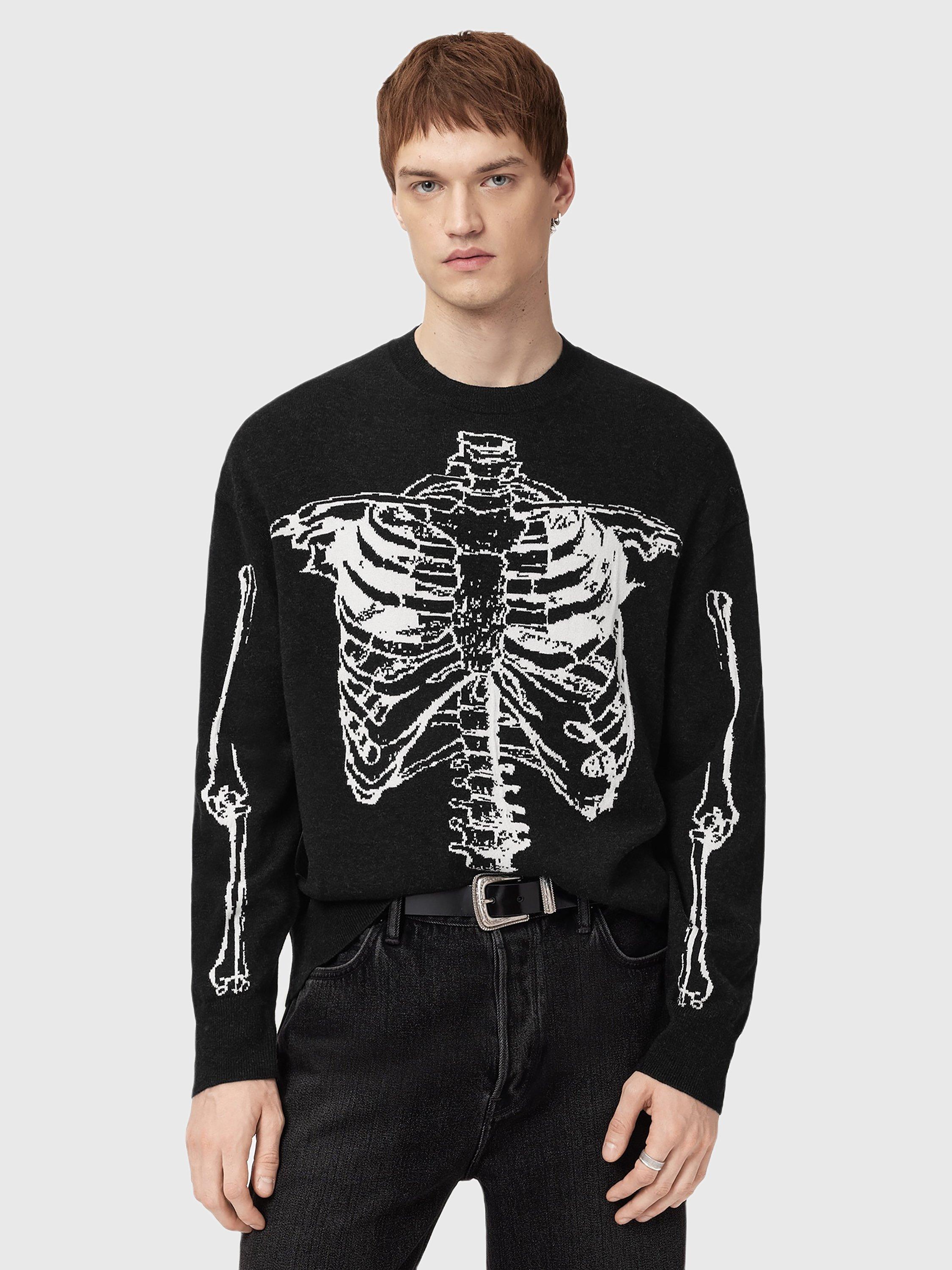 Product image 1 of 8, which shows AllSaints Skelli Wool Blend Jumper, Black, XL