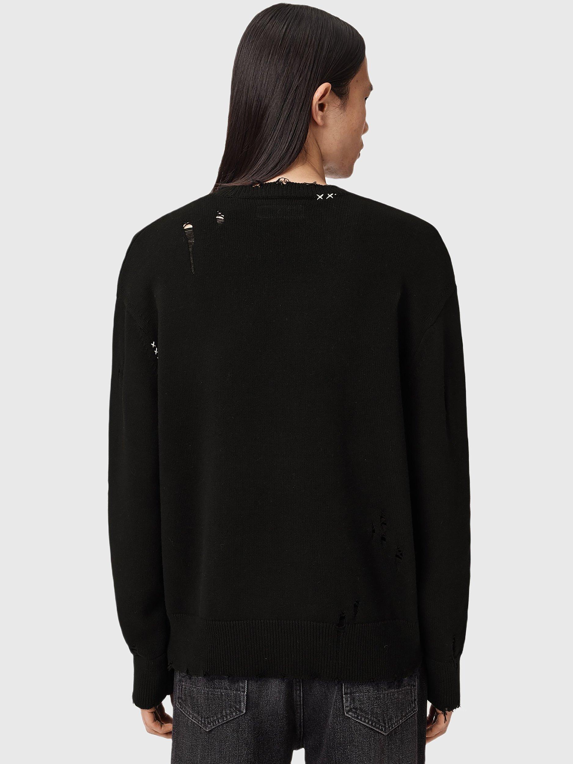 Product image 2 of 8, which shows AllSaints Theo Cotton Jumper, Black, L