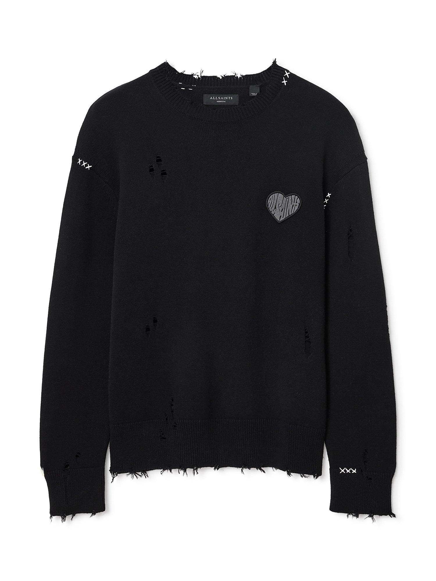 Product image 4 of 8, which shows AllSaints Theo Cotton Jumper, Black, L