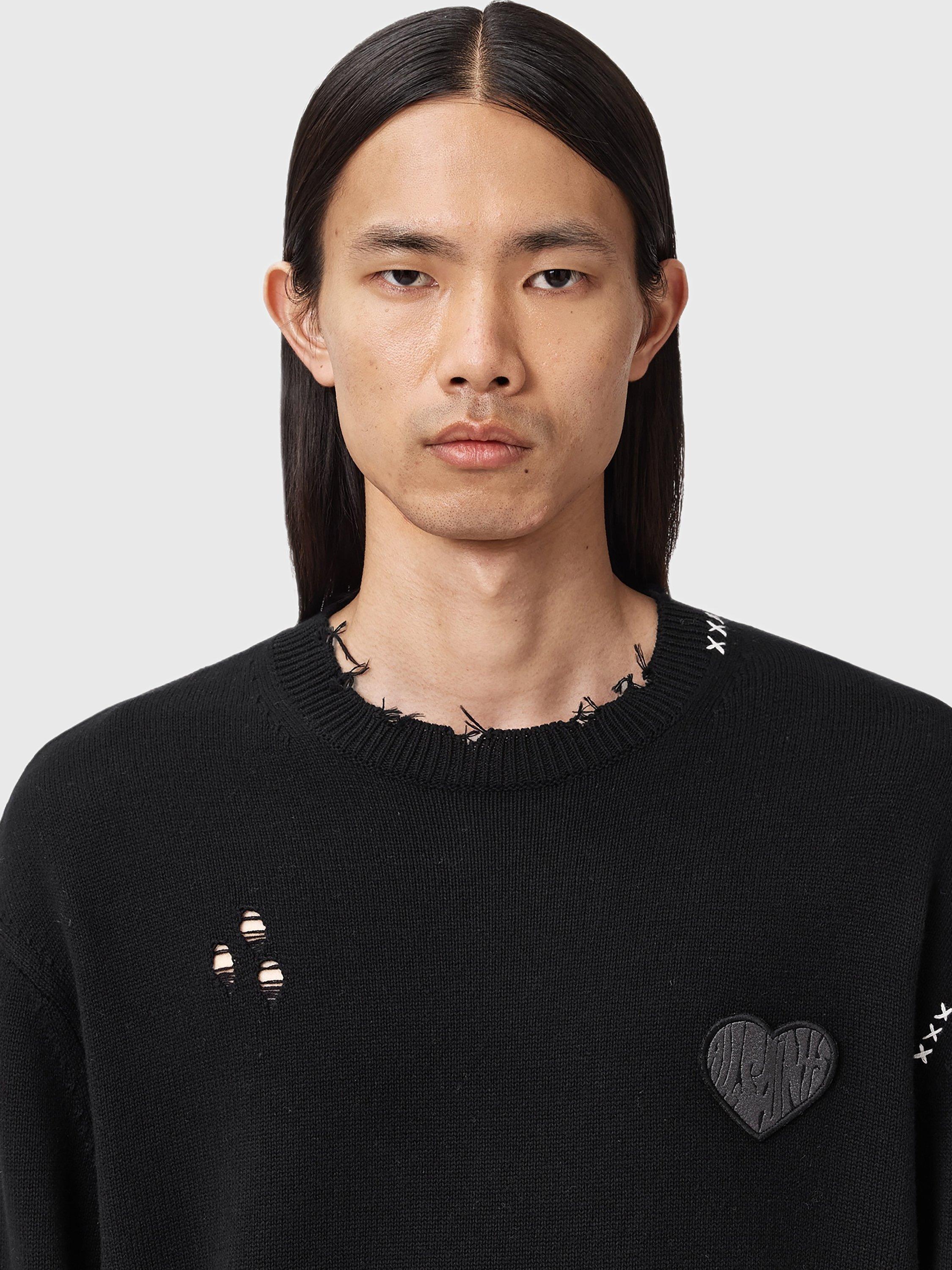 Product image 7 of 8, which shows AllSaints Theo Cotton Jumper, Black, L