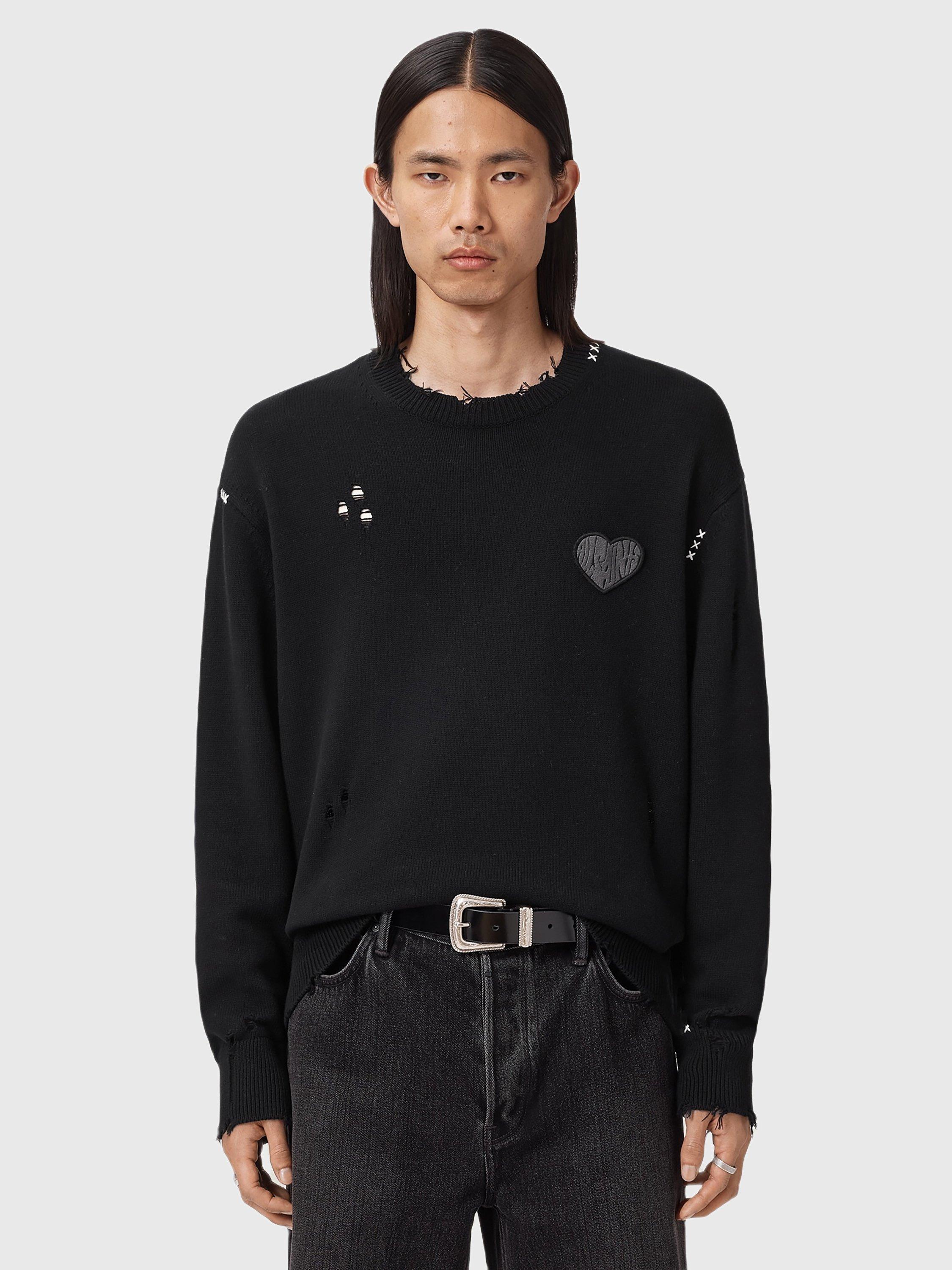 Product image 8 of 8, which shows AllSaints Theo Cotton Jumper, Black, L