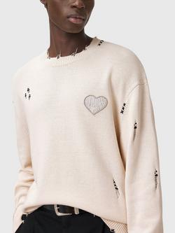 AllSaints Theo Cotton Jumper - view 2, Ecru
