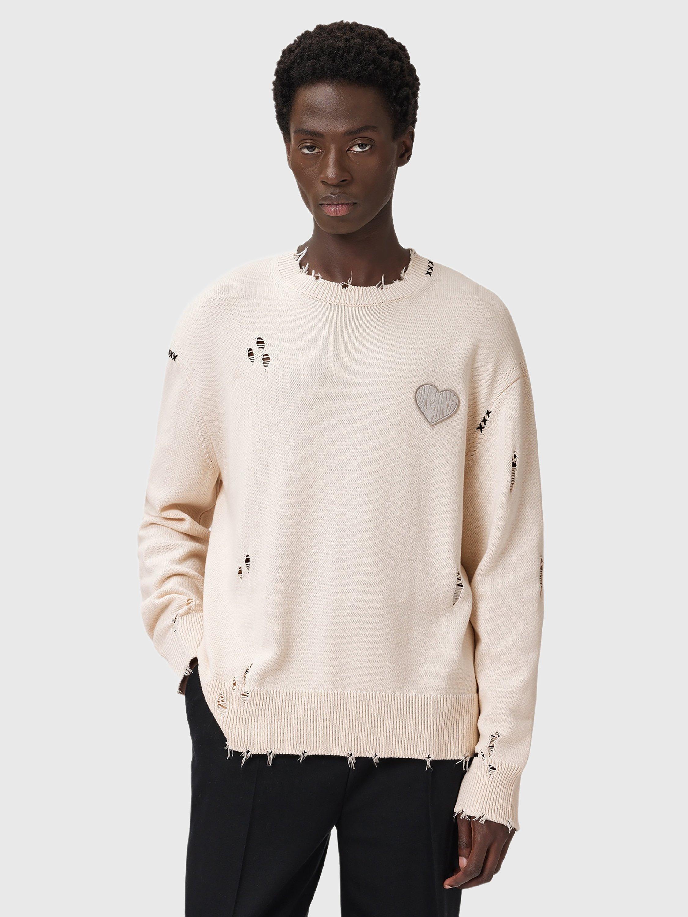 Product image 5 of 6, which shows AllSaints Theo Cotton Jumper, Ecru, XL