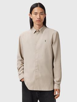 AllSaints Birchwood Slim Fit Cotton Shirt, Moon Grey