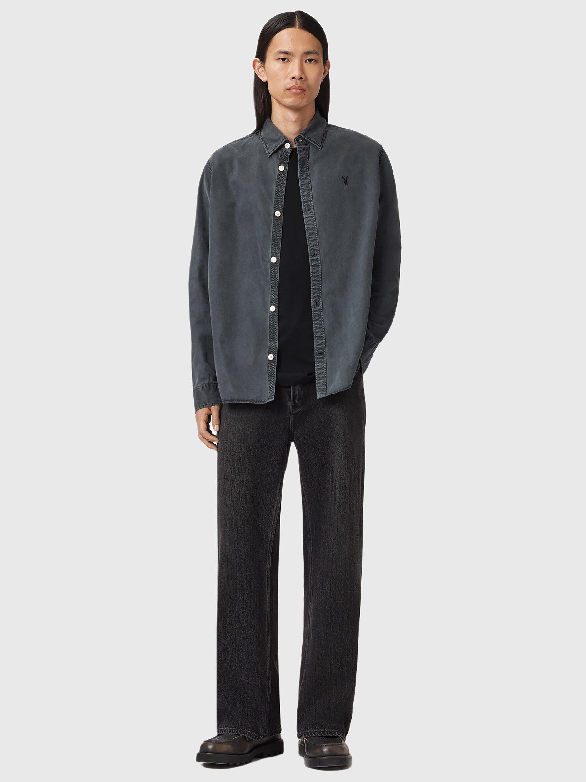 Product image 3 of 8, which shows AllSaints Bodhi Logo Overshirt, Blainn Black, L