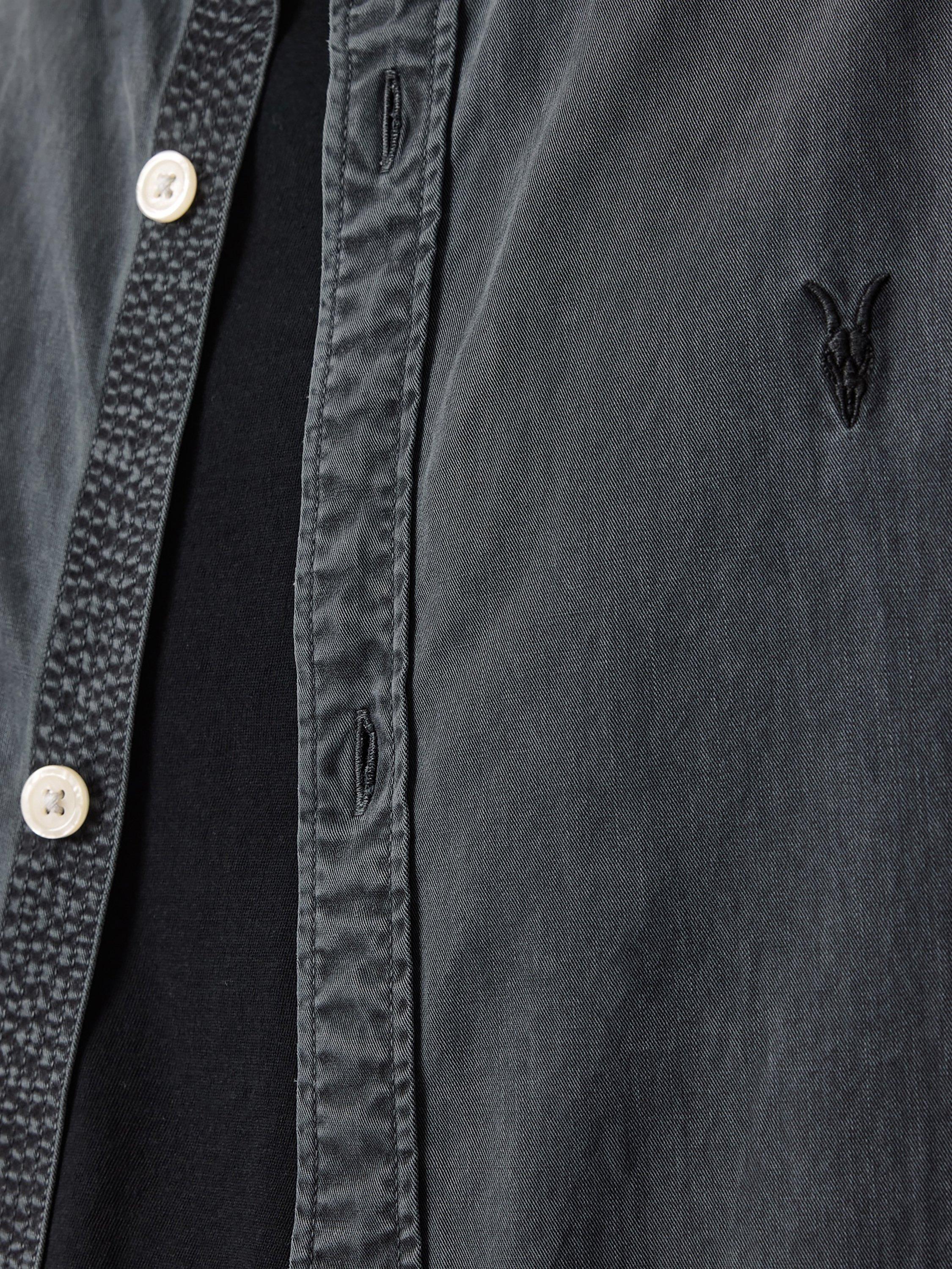 Product image 5 of 8, which shows AllSaints Bodhi Logo Overshirt, Blainn Black, L