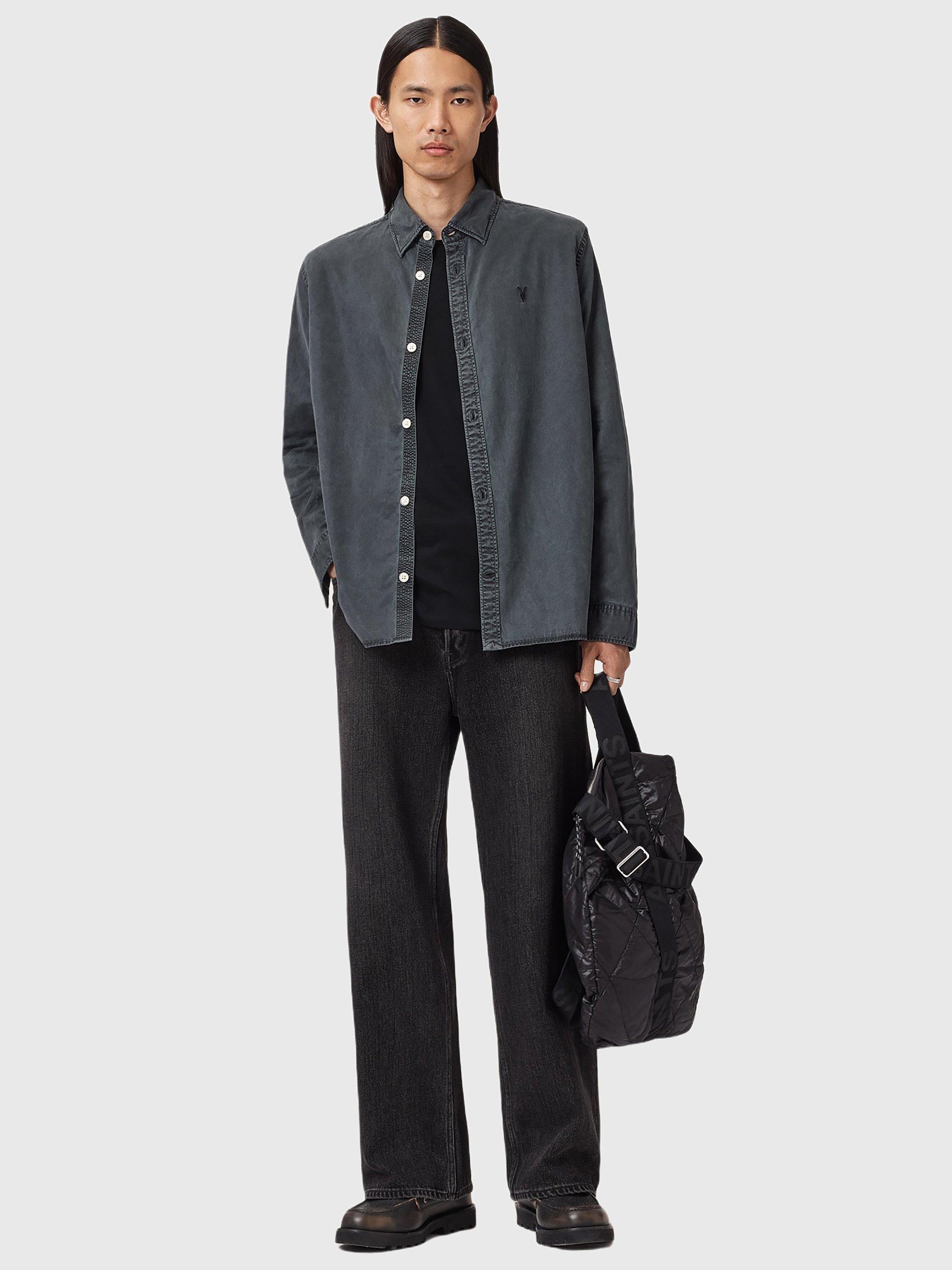Product image 8 of 8, which shows AllSaints Bodhi Logo Overshirt, Blainn Black, L