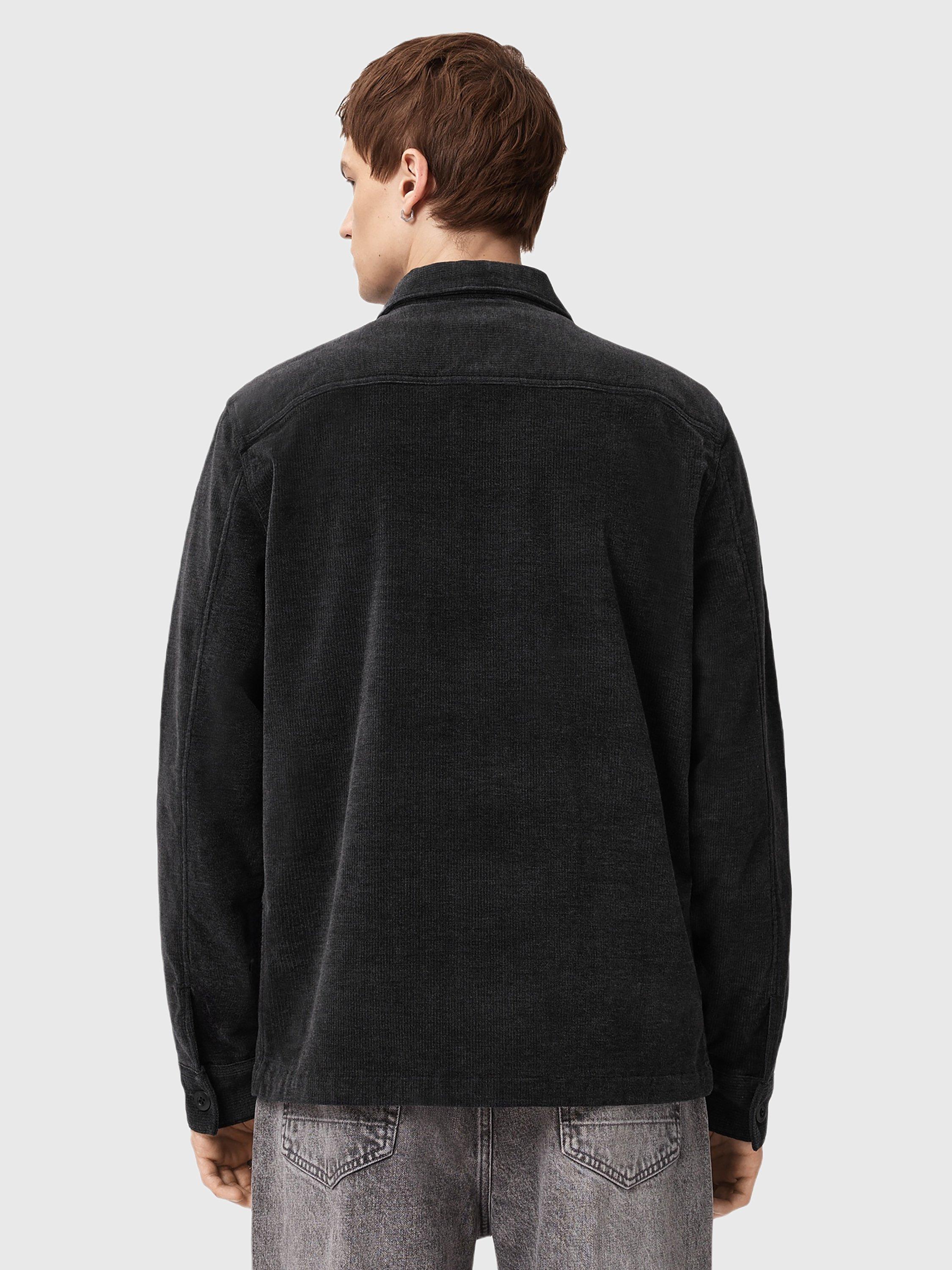 Product image 2 of 9, which shows AllSaints Hawker Cotton Blend Shirt, Faded Black, L