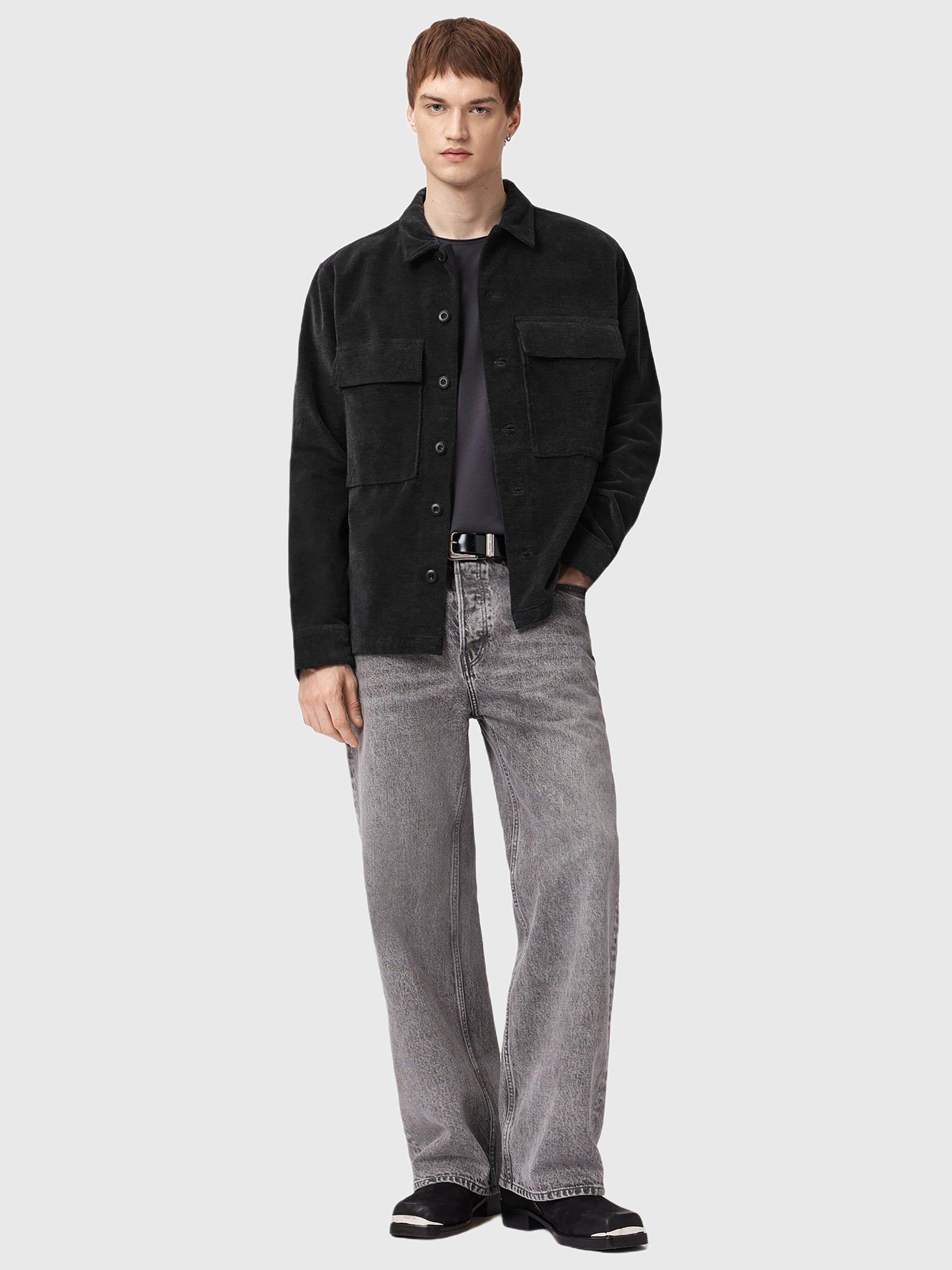Product image 3 of 9, which shows AllSaints Hawker Cotton Blend Shirt, Faded Black, L