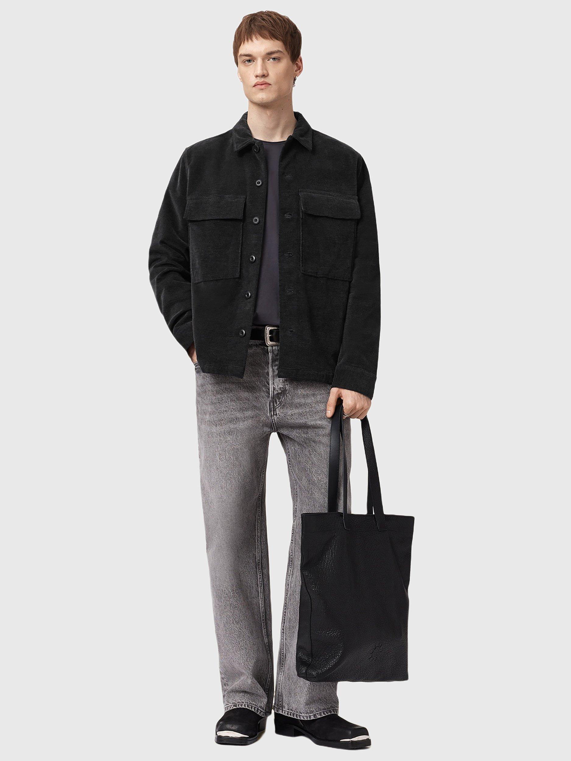 Product image 8 of 9, which shows AllSaints Hawker Cotton Blend Shirt, Faded Black, L
