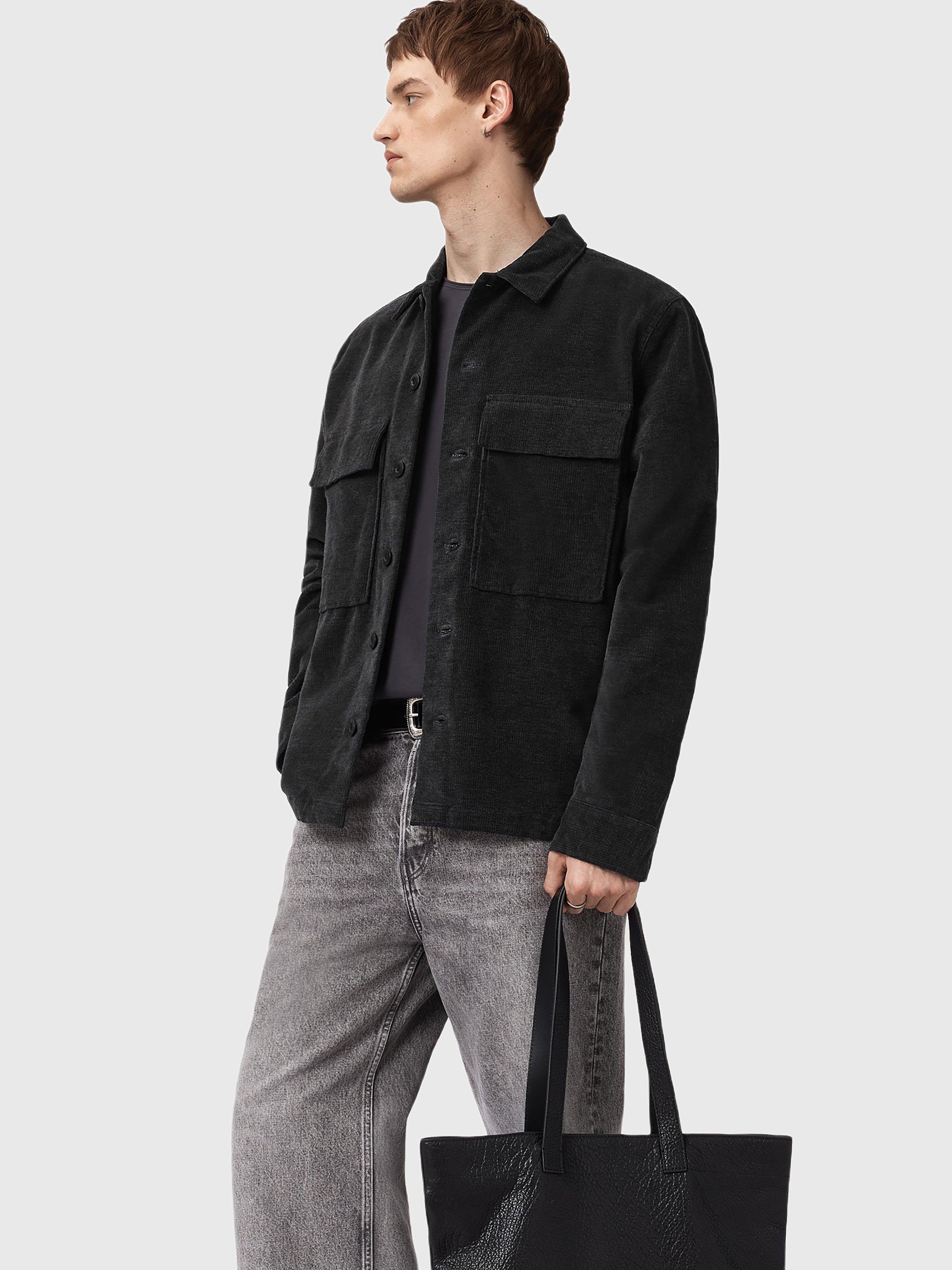 Product image 9 of 9, which shows AllSaints Hawker Cotton Blend Shirt, Faded Black, L