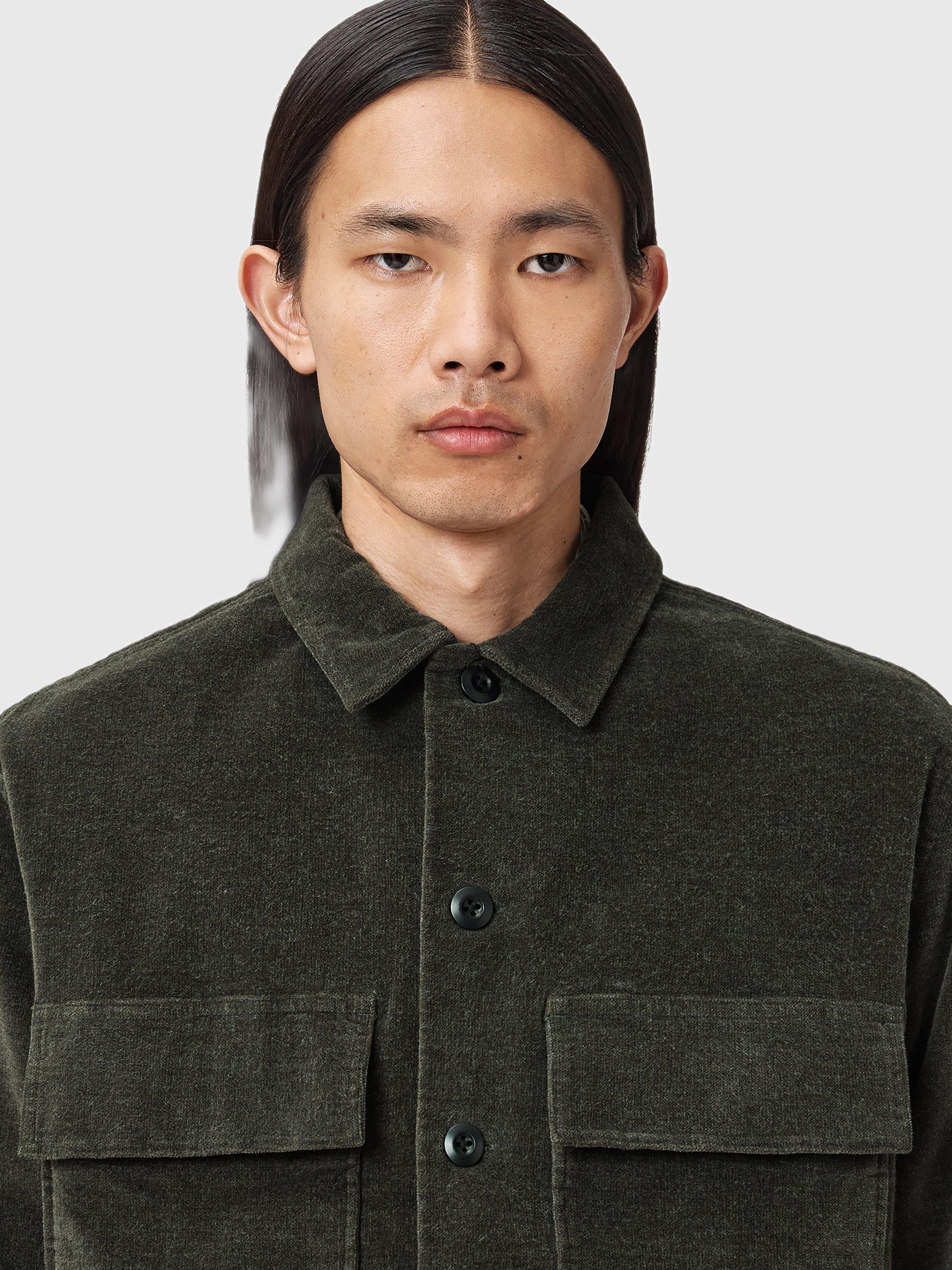 Product image 6 of 8, which shows AllSaints Hawker Cotton Blend Shirt, Gull Brown, XS