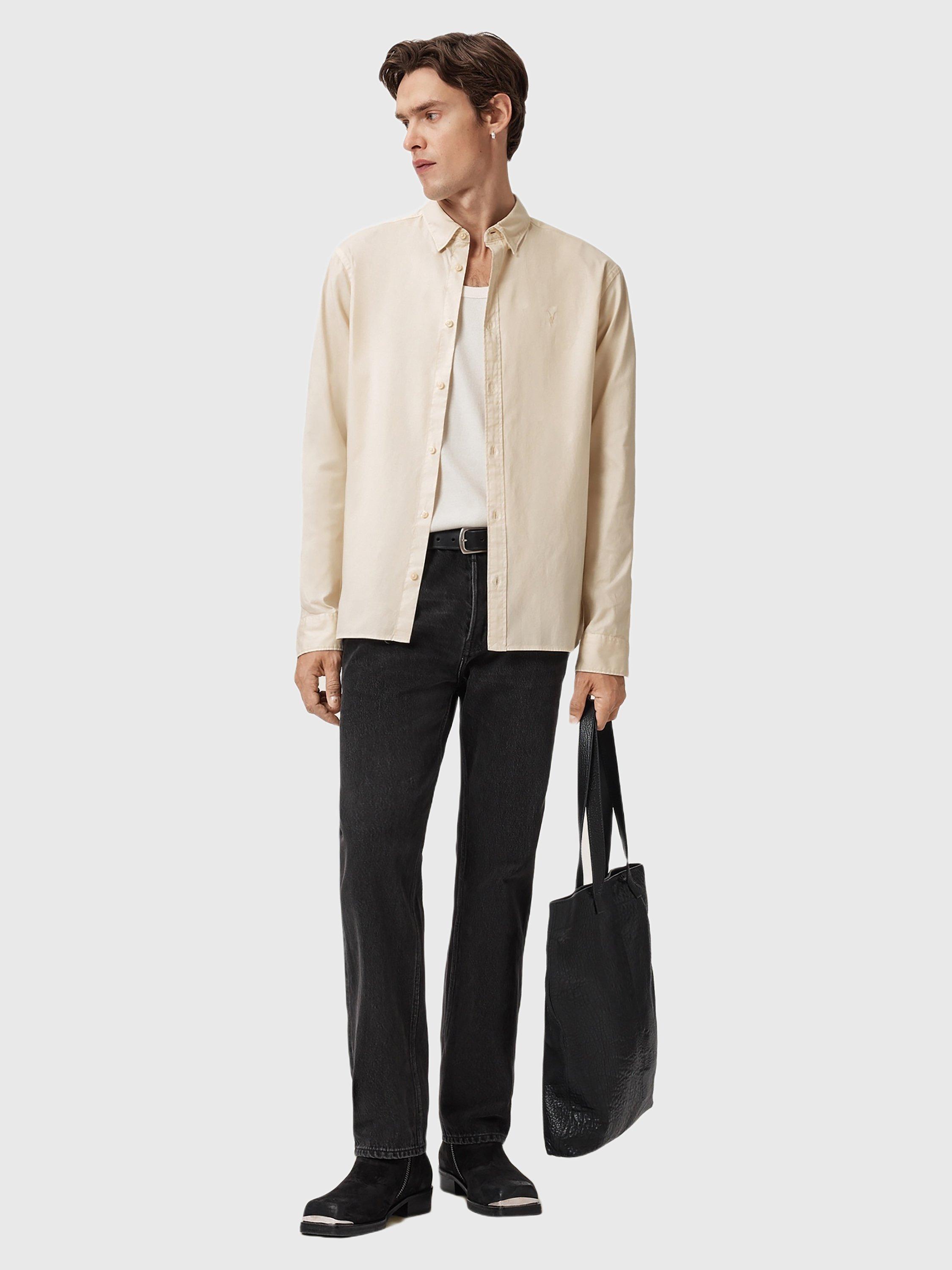 Product image 7 of 8, which shows AllSaints Hawthorne Long Sleeve Shirt, Soap White, XS