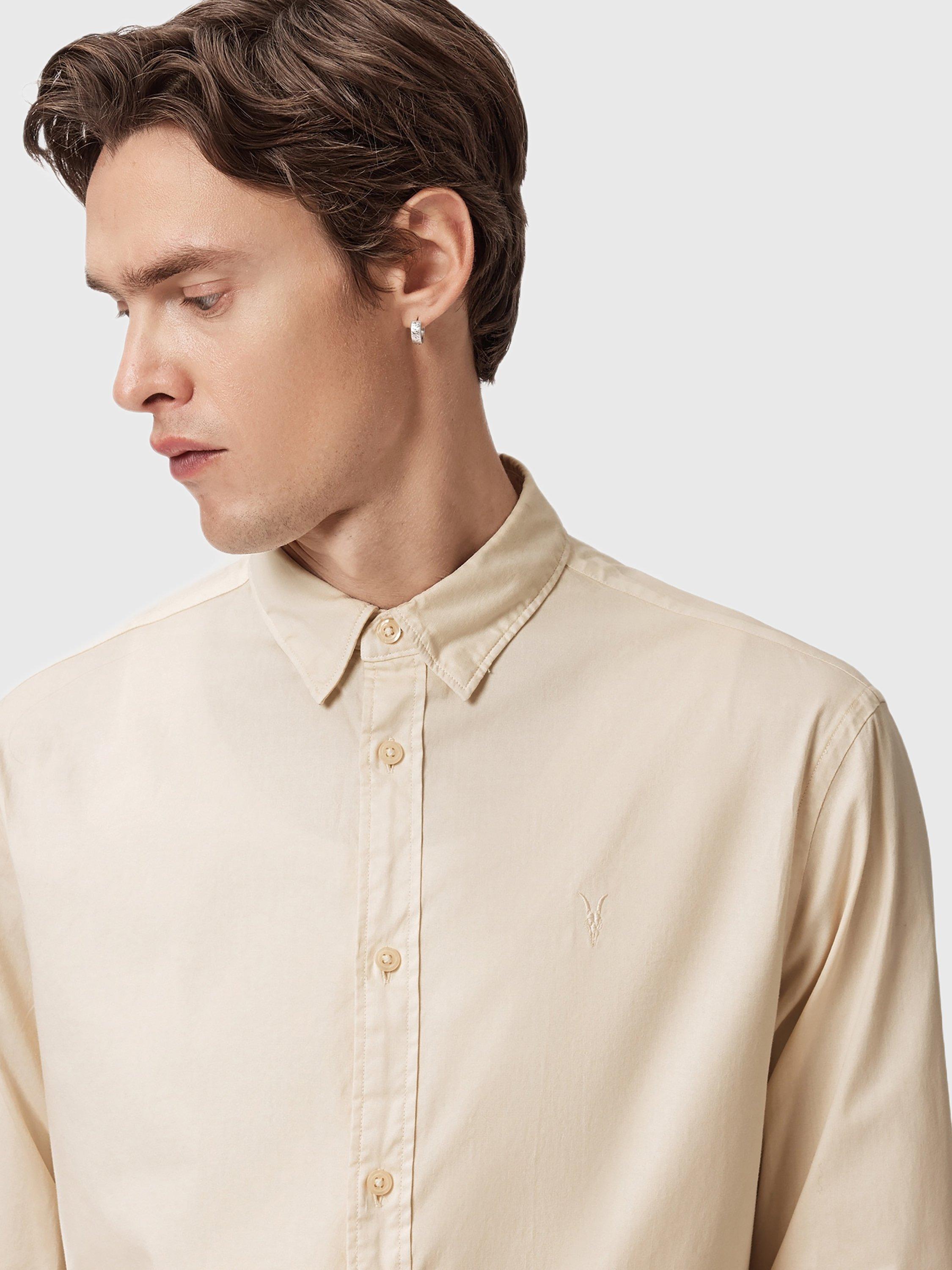 Product image 8 of 8, which shows AllSaints Hawthorne Long Sleeve Shirt, Soap White, XS
