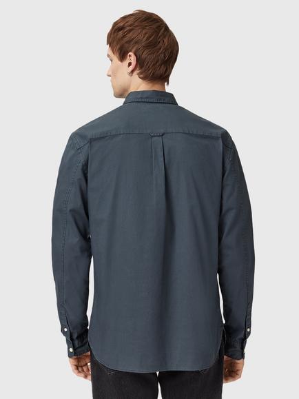 AllSaints Hawthorne Cotton Blend Regular Fit Shirt - view 2, Sunil Blue