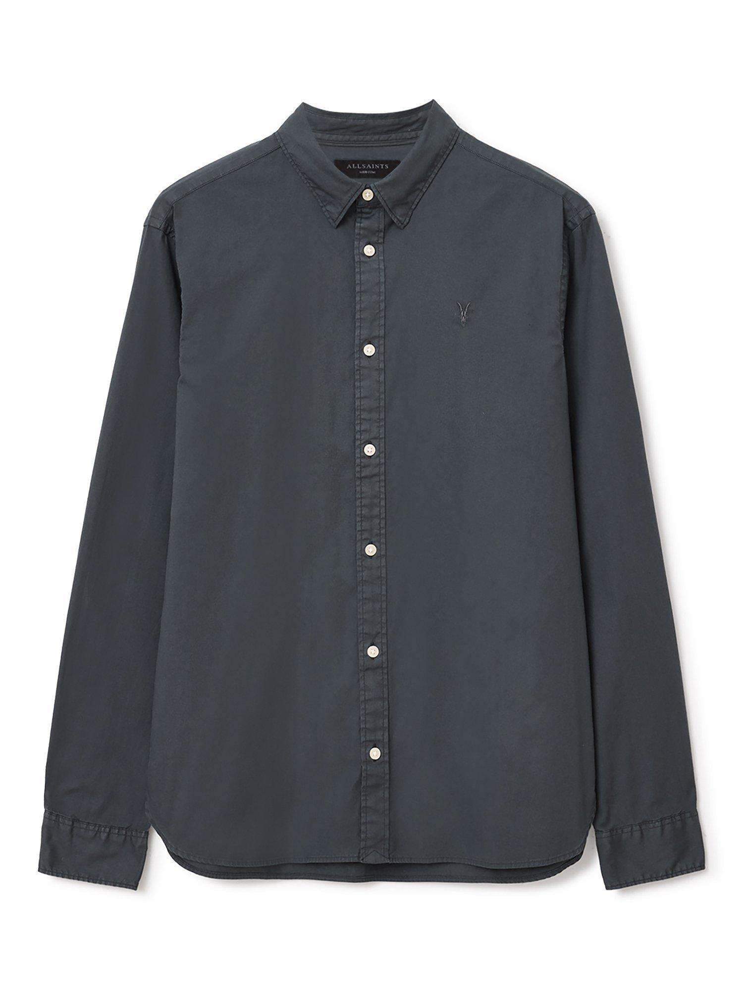 Product image 4 of 8, which shows AllSaints Hawthorne Cotton Blend Shirt, Sunil Blue, L