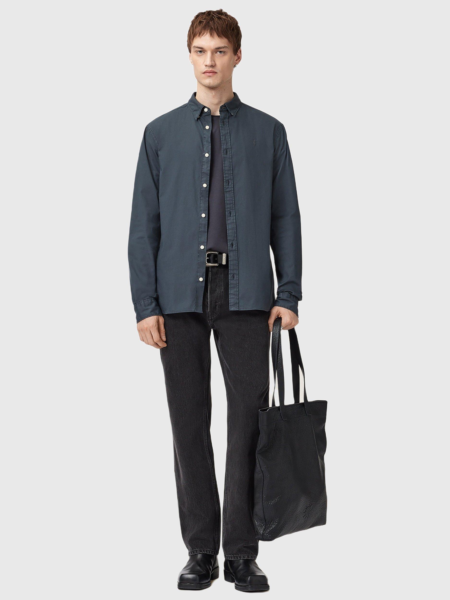 Product image 6 of 8, which shows AllSaints Hawthorne Cotton Blend Shirt, Sunil Blue, L