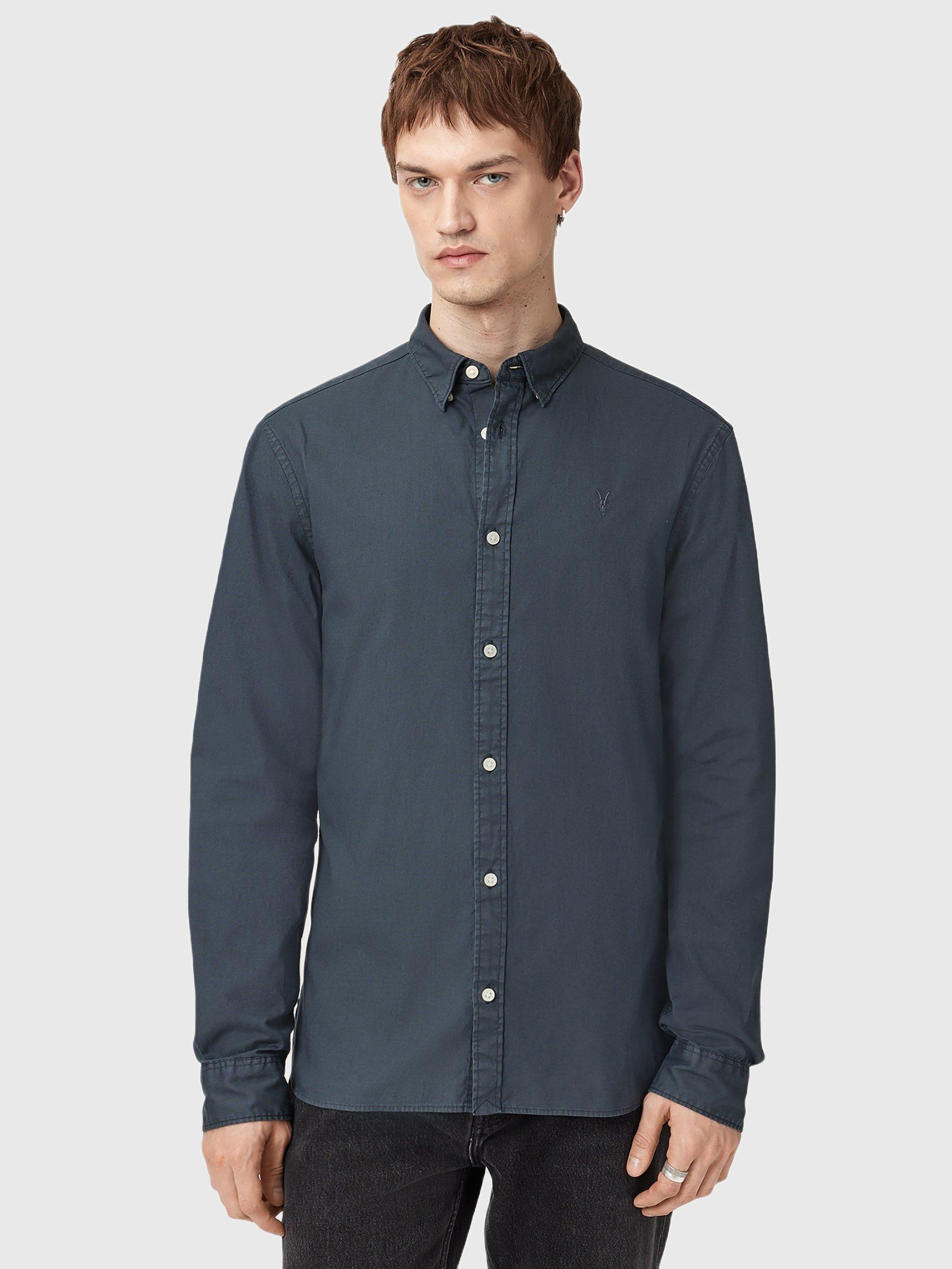Product image 8 of 8, which shows AllSaints Hawthorne Cotton Blend Shirt, Sunil Blue, L