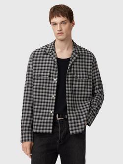 AllSaints Horton Check Cotton Shirt, Salem Black